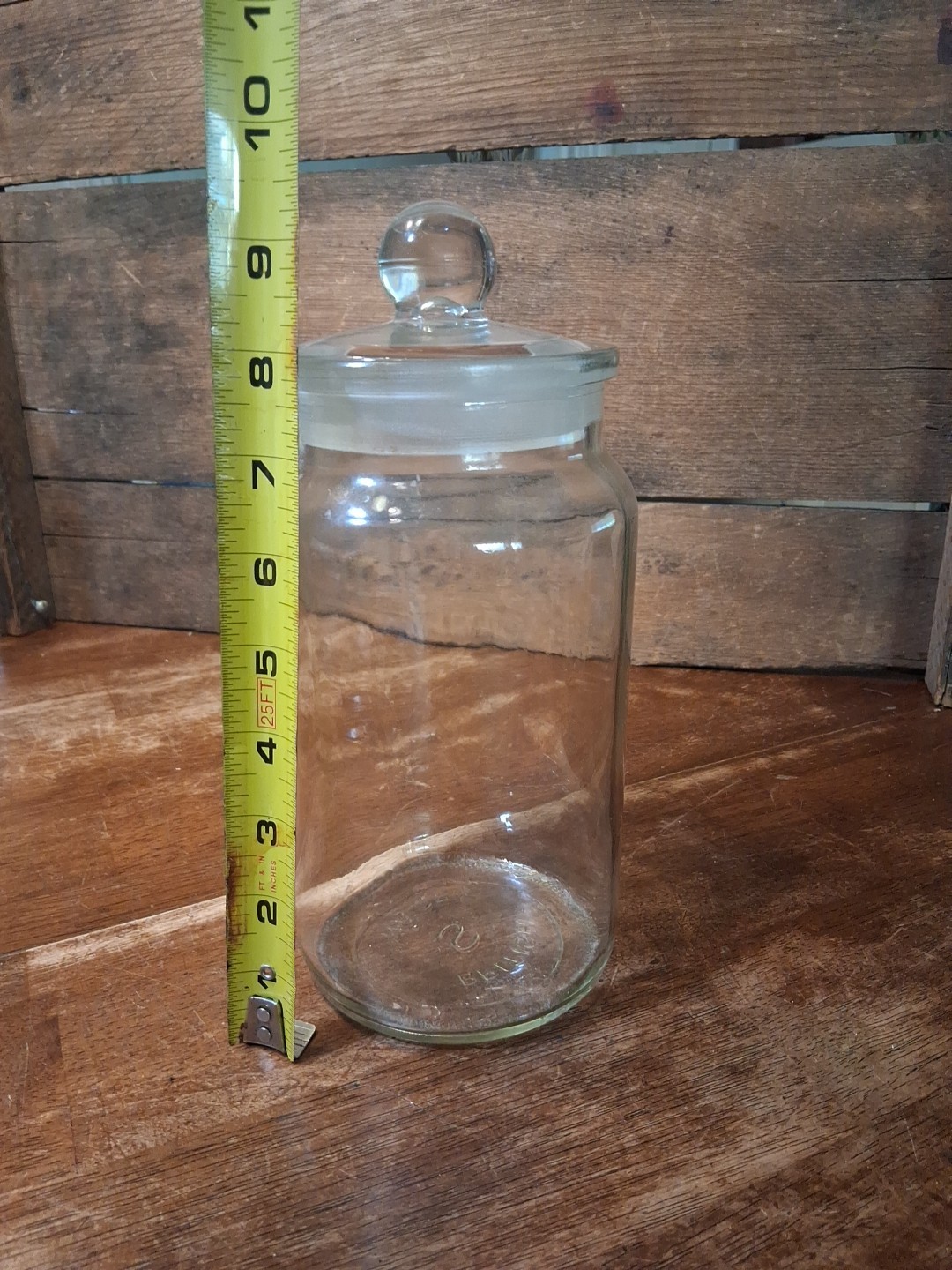 British Made S3 X237 Apothecary Jar Vintage 1980s Heavy Clear Glass 9.75 Inches
