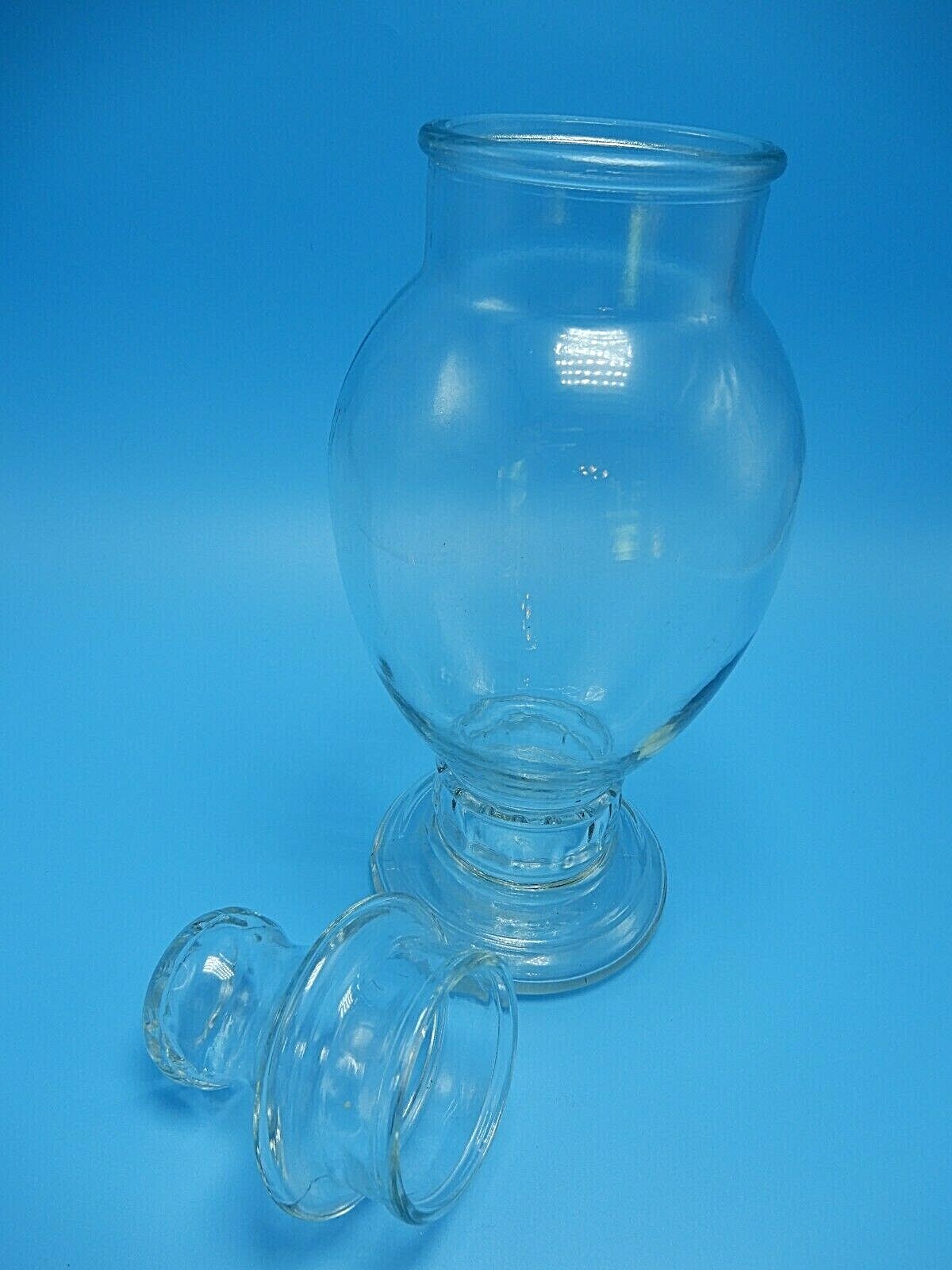 Vintage Apothecary Drug Store Footed Pedestal Jar & Lid Sand Art Display Storage
