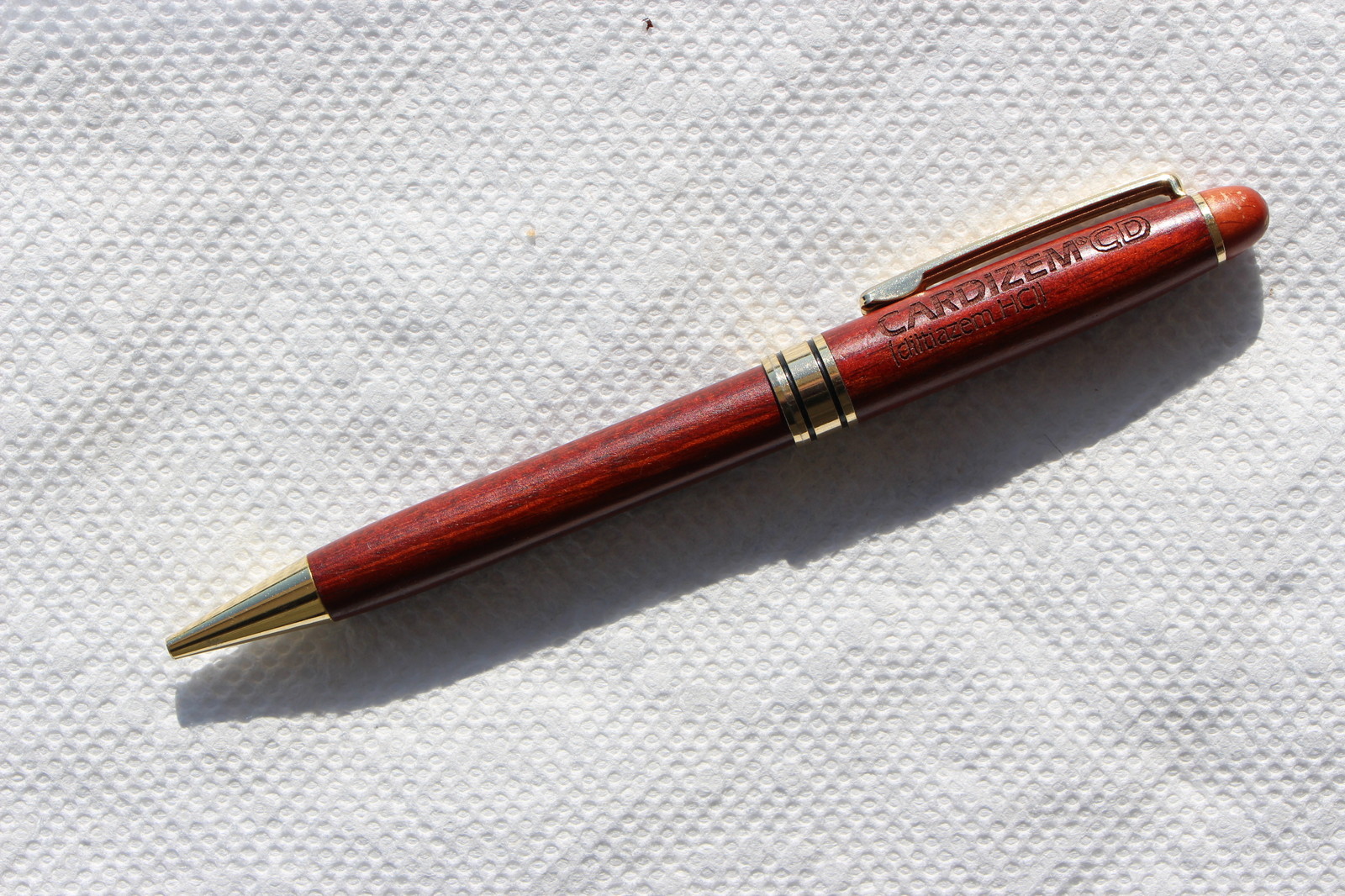 Drug Rep Pens ( Cardizem CD ) Stained Wood Pen w/ Engraved Lettering