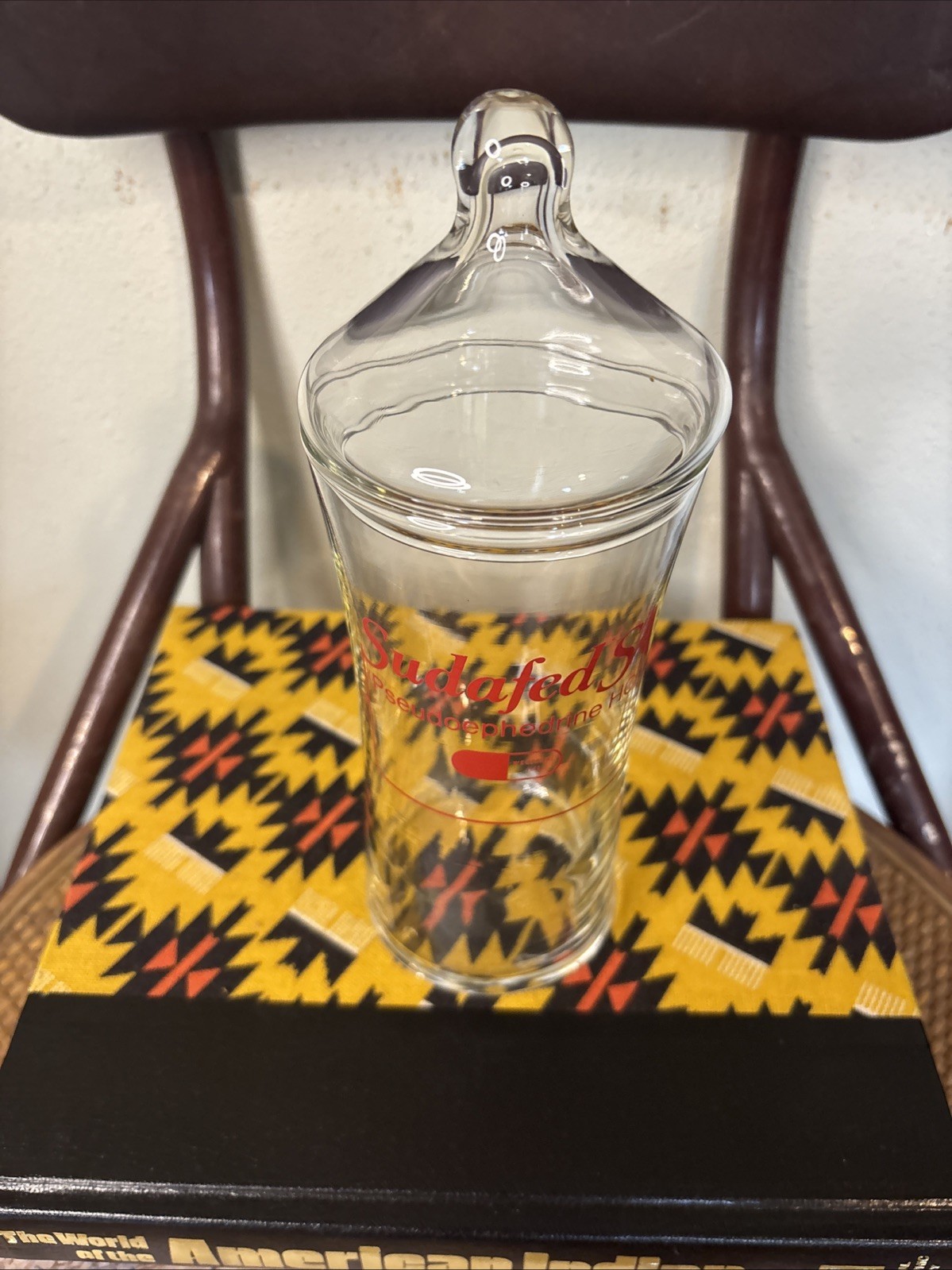 VTG Sudafed SA Glass Apothecary Jar Rare Drug Rep Promo Prop Pharmacist Display