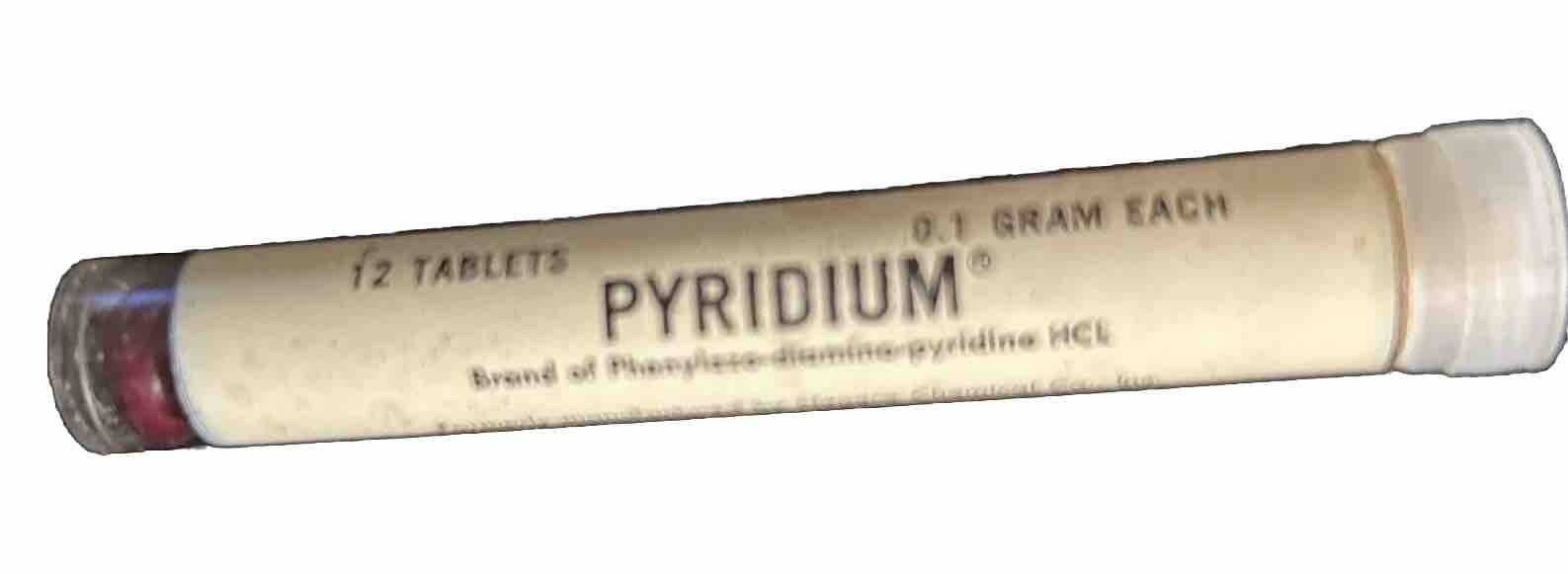 PYRIDIUM, ANTIQUE VIAL WITH PILL CONTENTS- Warner- Chilcott – 12 TABLETS- RARE