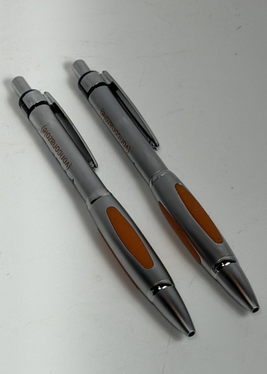 Drug Rep VFEND Collectible Heavy Metal Pen RARE Orange Chrome Working