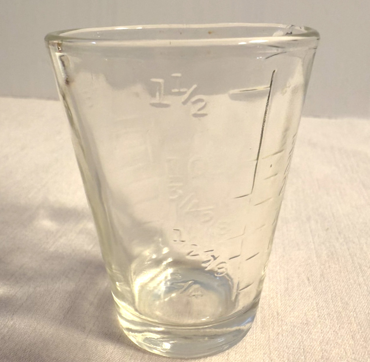 Vintage Glasco Apothecary Measuring Glass Cup with Embossed Graduations & spout