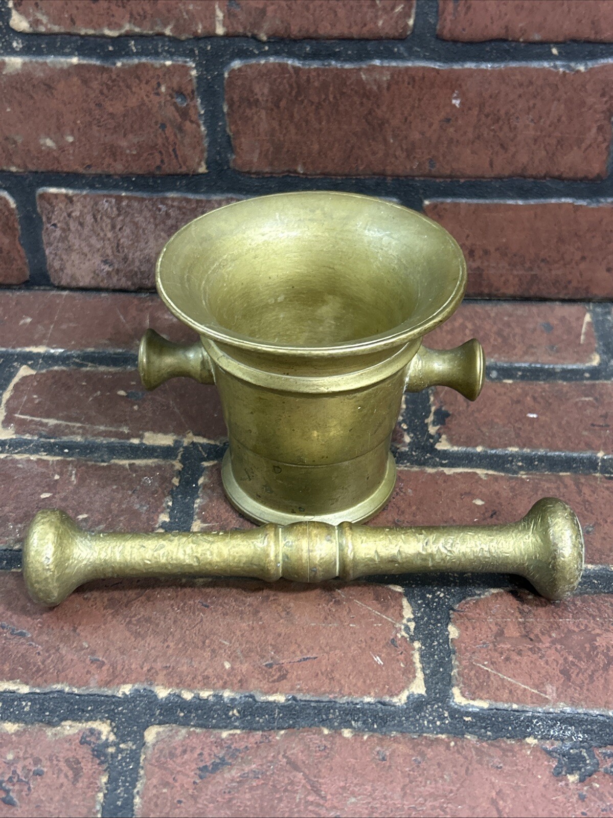 Vintage/Antique Solid Brass Mortar and Pestle Heavy