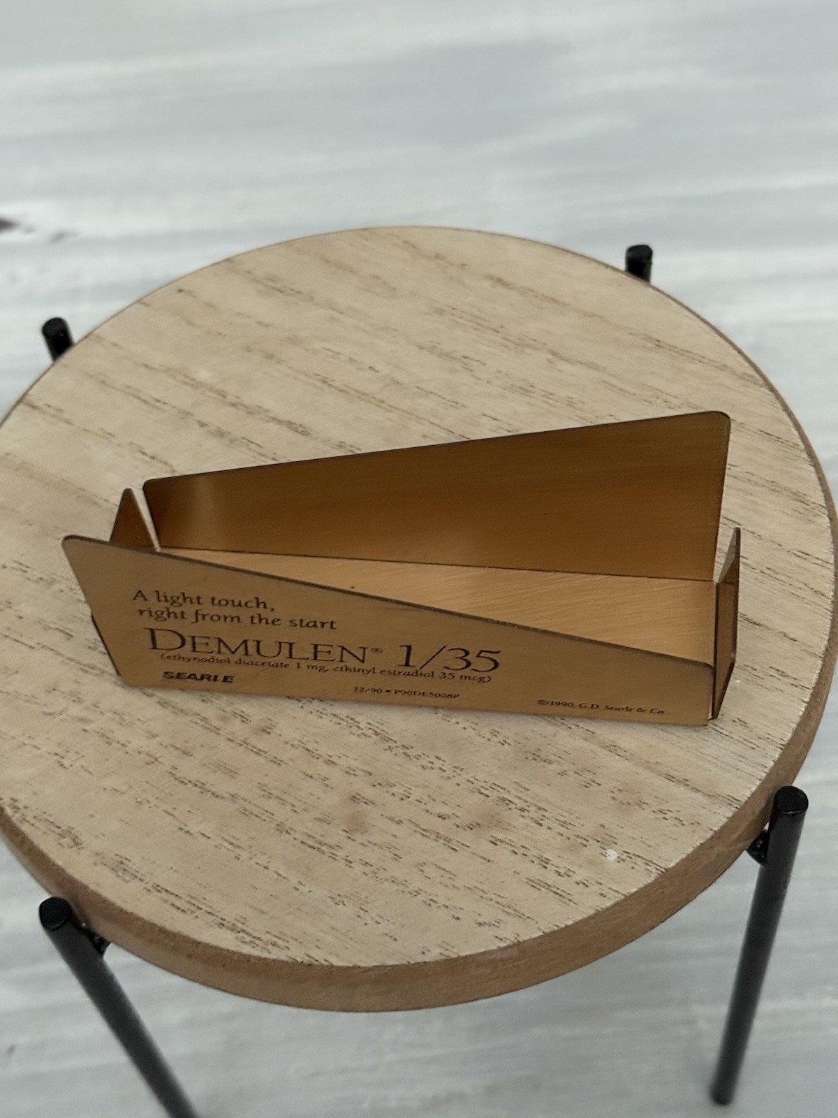 Vintage 1990 Demulen Birth Control Business Card Holder Gyno Doctor Pharma Ad