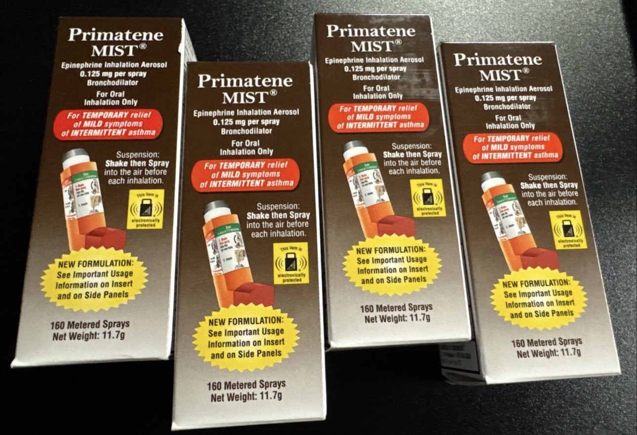 4 Pack Primatene Mist Epinephrine Inhalation Aerosol 160 Sprays 11.7g EXP 2027+