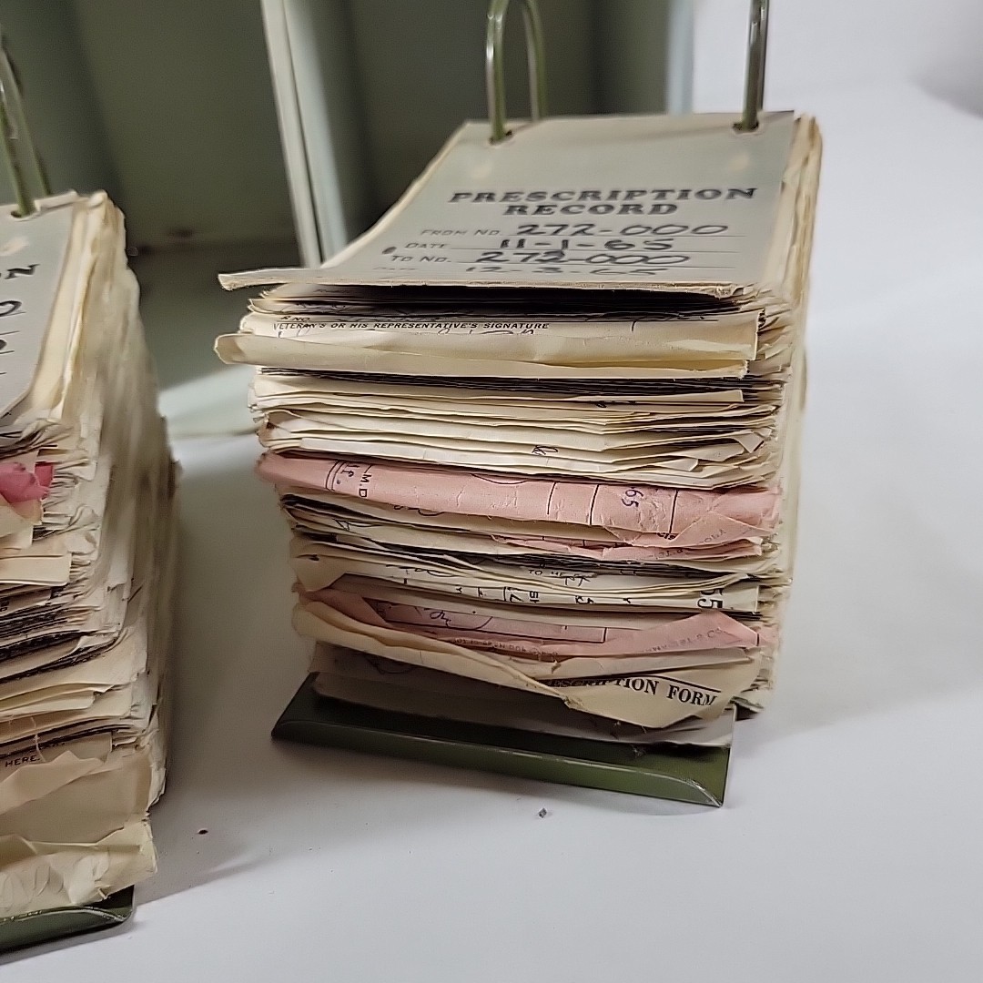 VTG Pharmacy Prescription File Box (2) w/100s of Drug Scripts California 1960s