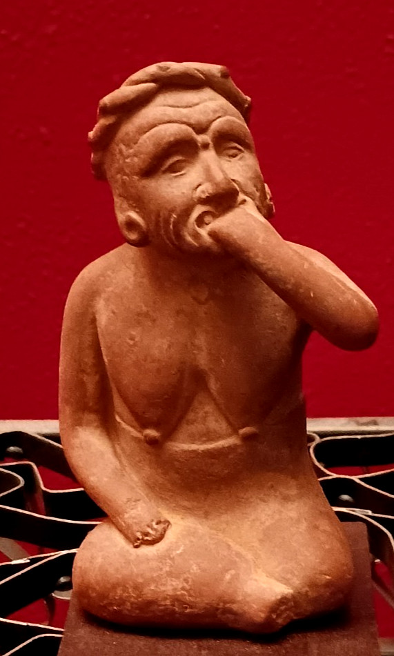 VINTAGE MEXICAN TERRACOTTA CLAY FIGURE PORTRAIT OF ANXIETY/DEPRESSION ETRAFON