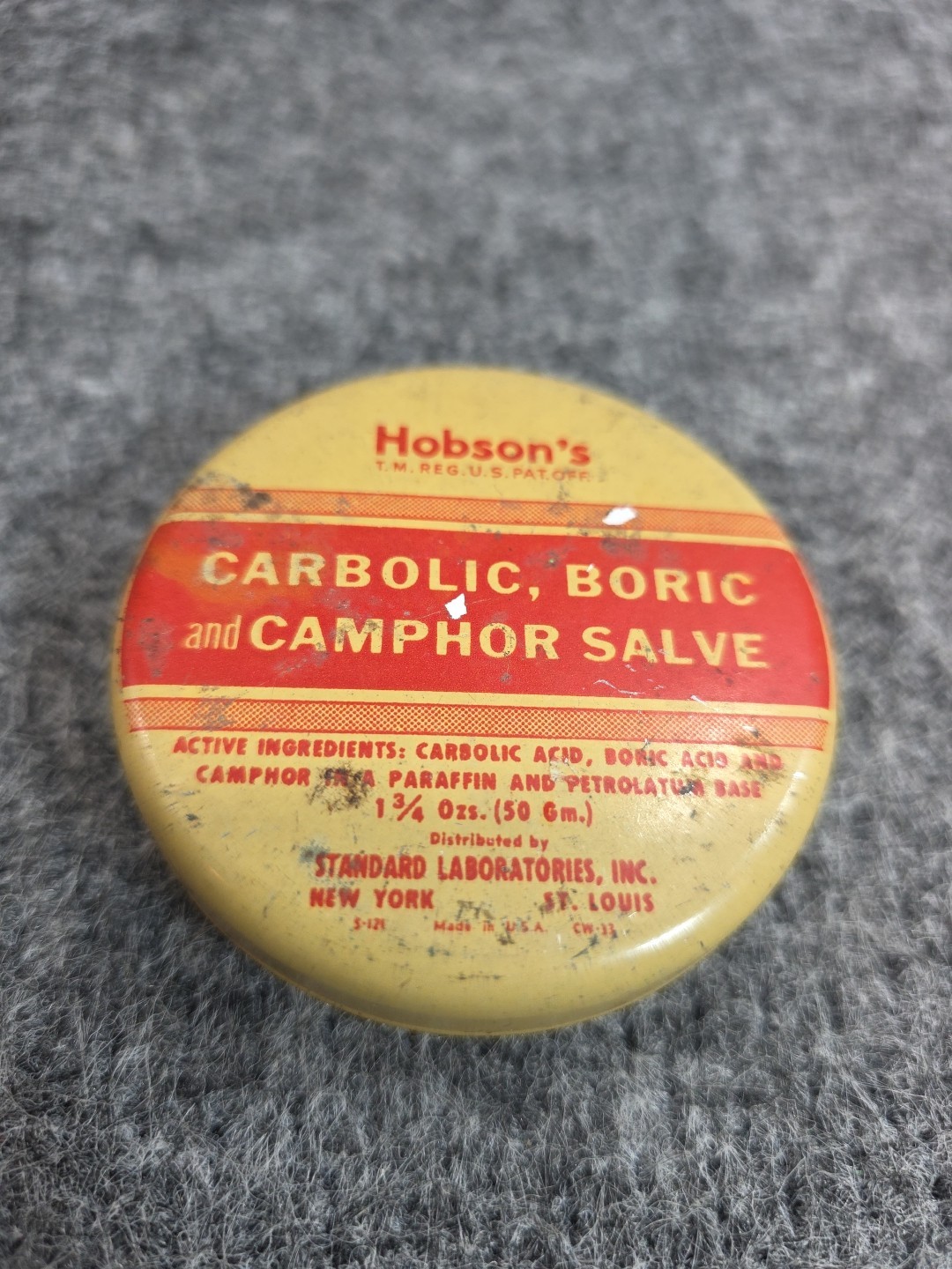 Hobsons Carbolic Boric Camphor Salve Tin Antique Medicine Advertising New York