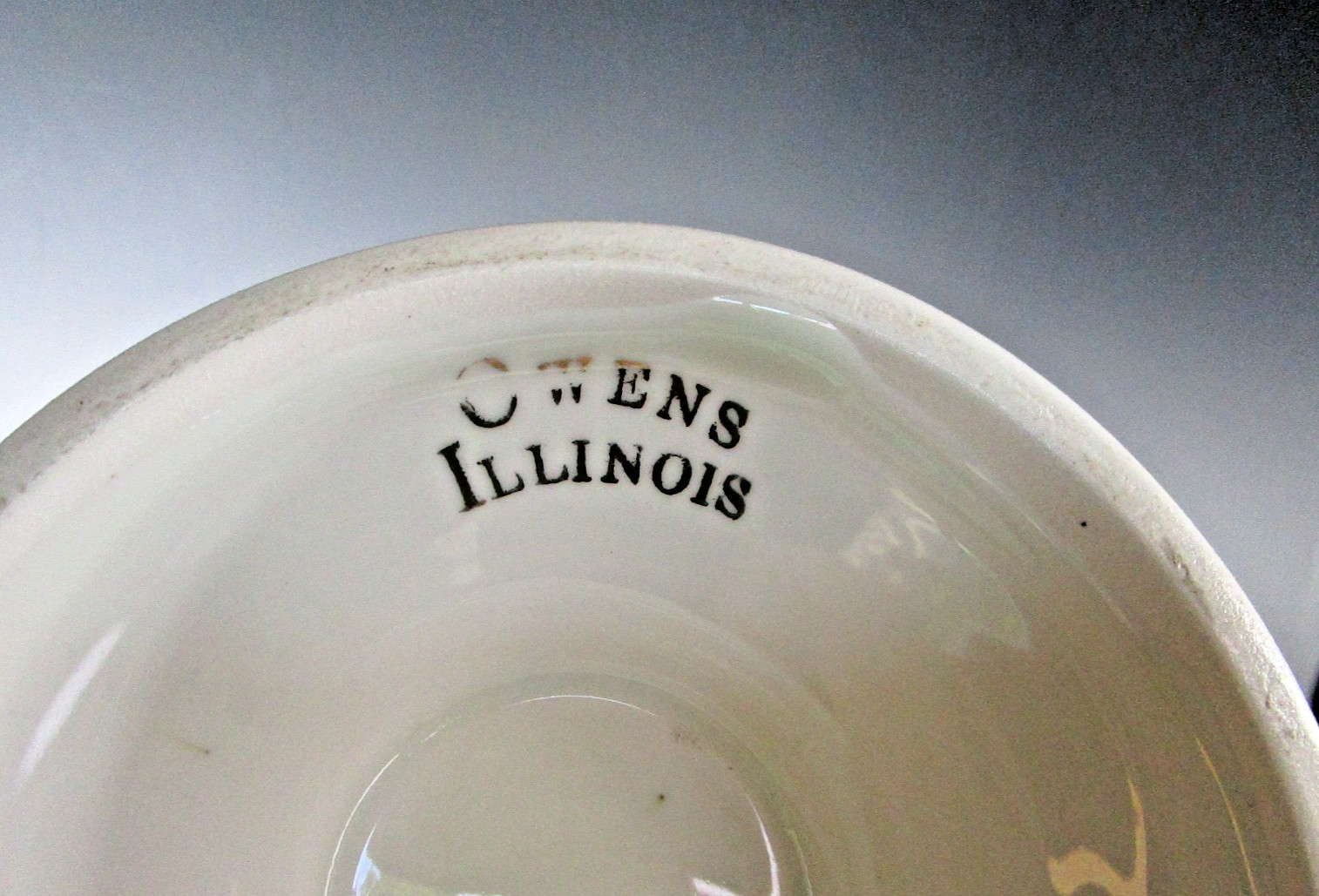 Owens Illinois RX Porcelain Mortar & Pestle White Gilt 7″ Pharmacy