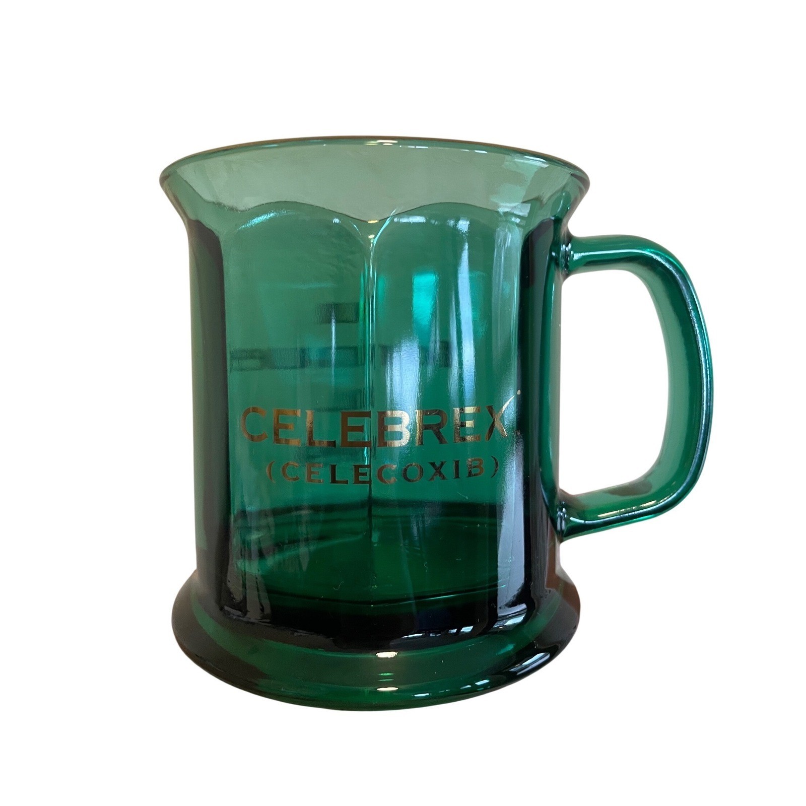 Vintage Celebrex Celecoxib Emerald Green Glass Mug Pharma Promo March 1999 USA