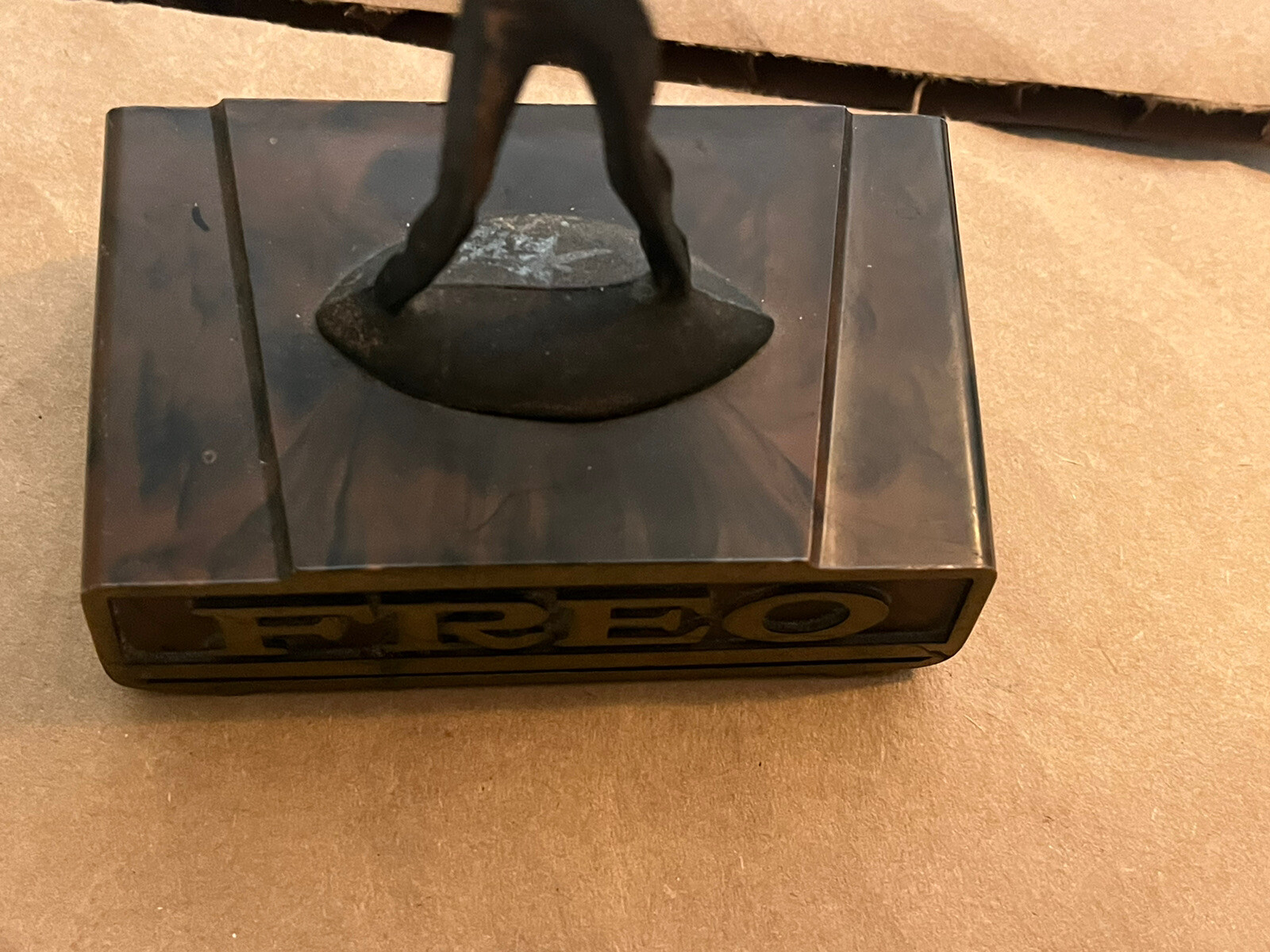 Vintage Bronze Bakelite? Dicarbosil Pharmaceutical Ad Statue Trophy MCM