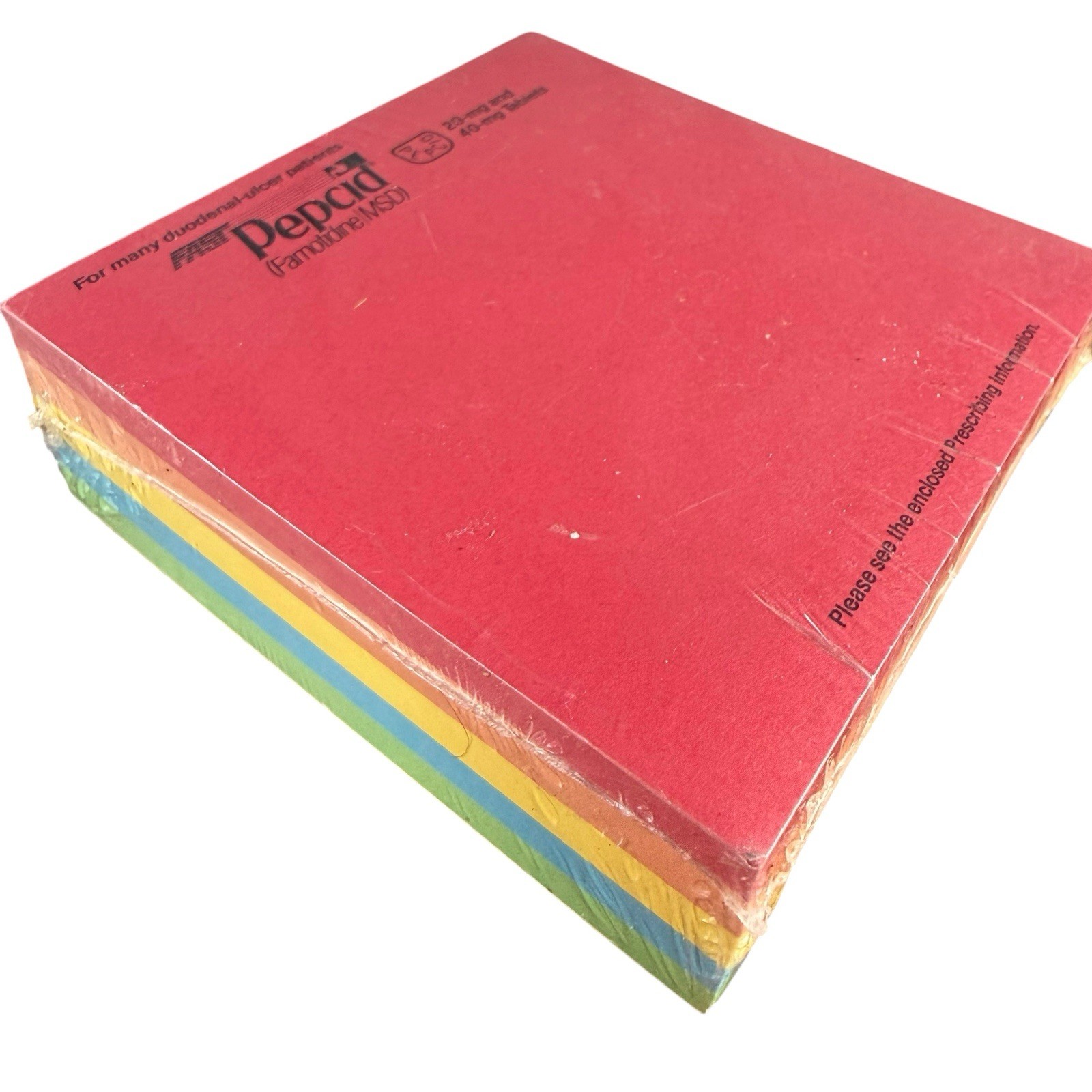 VTG Rainbow Colors Post It Paper Sticky Note Pad Pepcid Drug Advertising NOS
