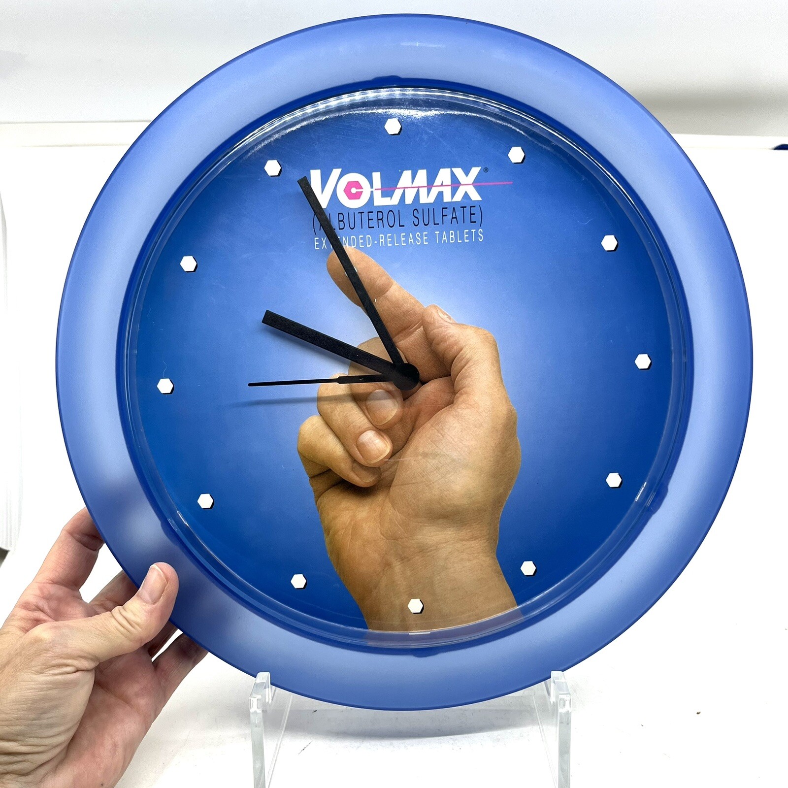 Blue VOLMAX CLOCK Drug Rep Advertising Promo Giveaway 12″ Tested/Works-HTF