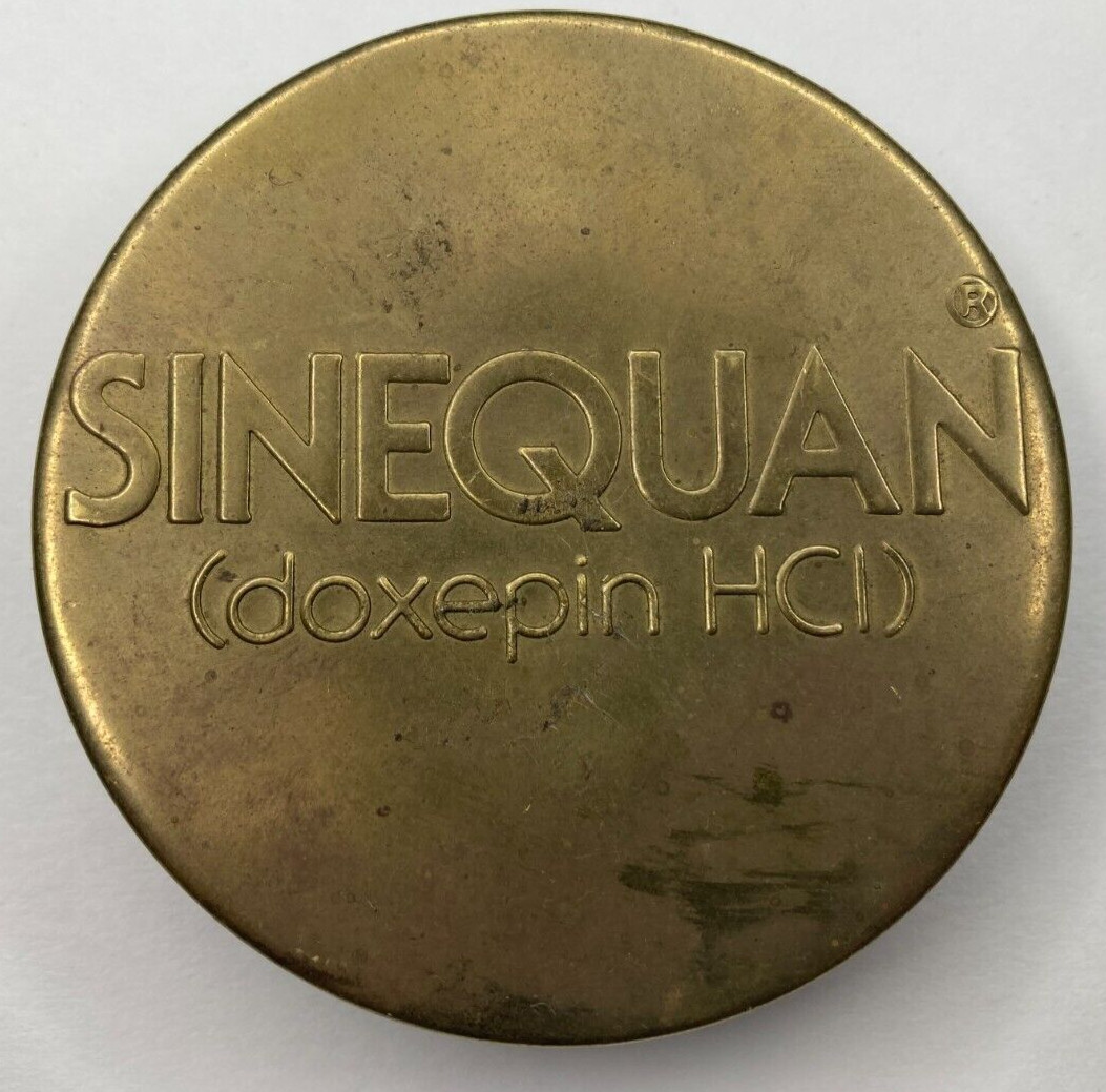 Vintage Sinequan Doxepin Drug Rep Brass Magnifying Glass Handout Doctor Office
