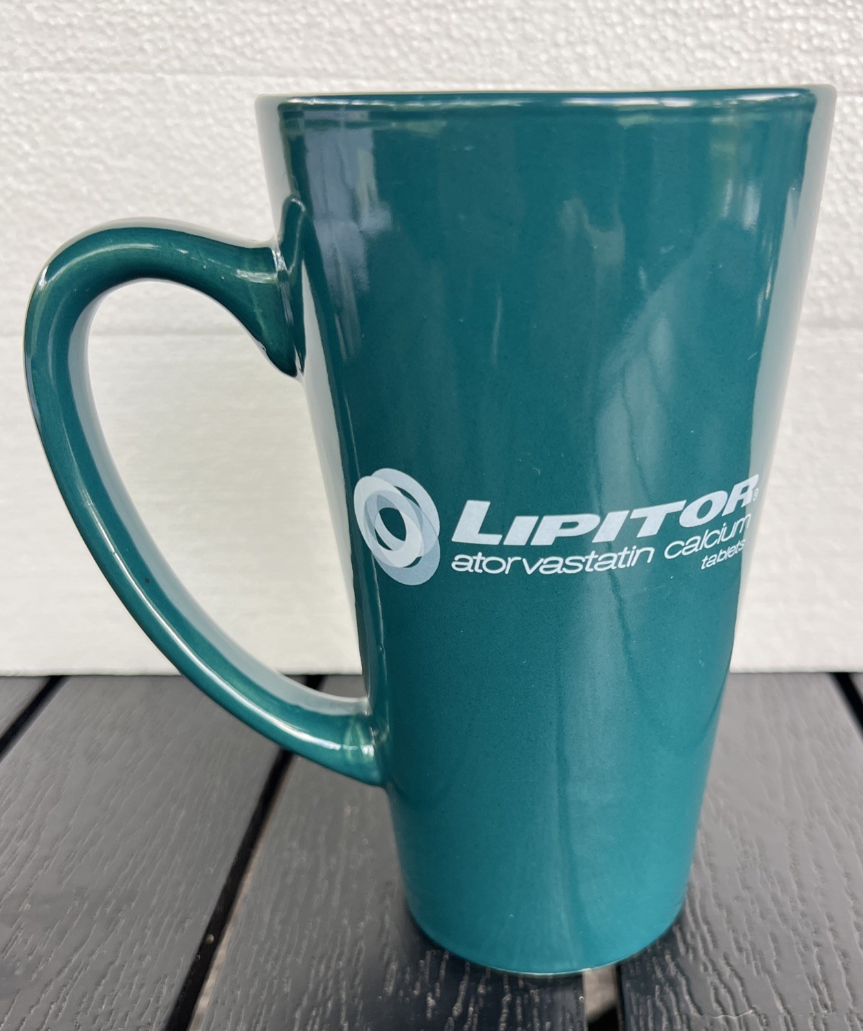 Tall Teal Lipitor Mug Cup Drug Rep Pharmaceutical Promo Medical Advertising 16oz