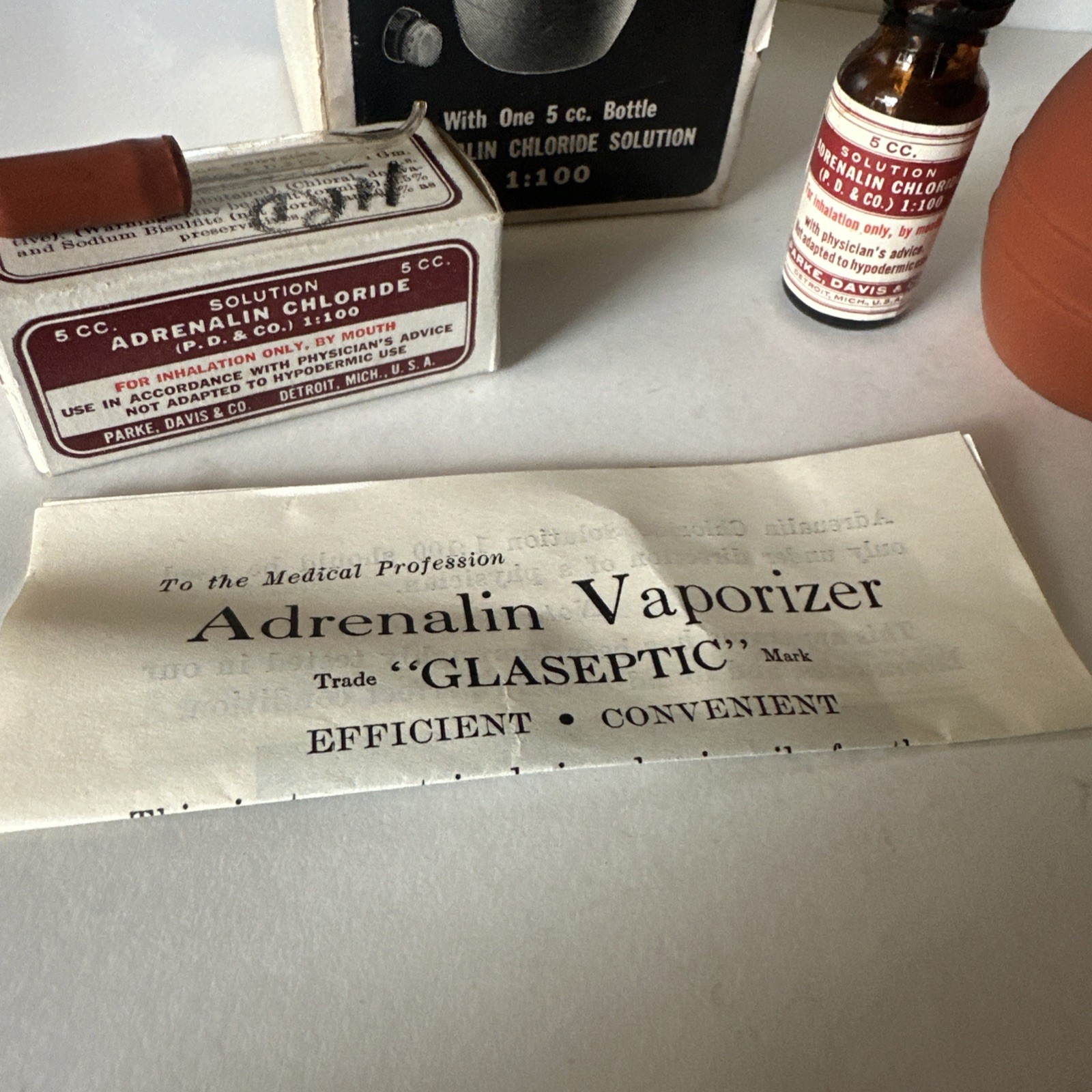 Antique Adrenalin Vaporizer Set Glaseptic Parke Davis & Co Detroit MI Complete
