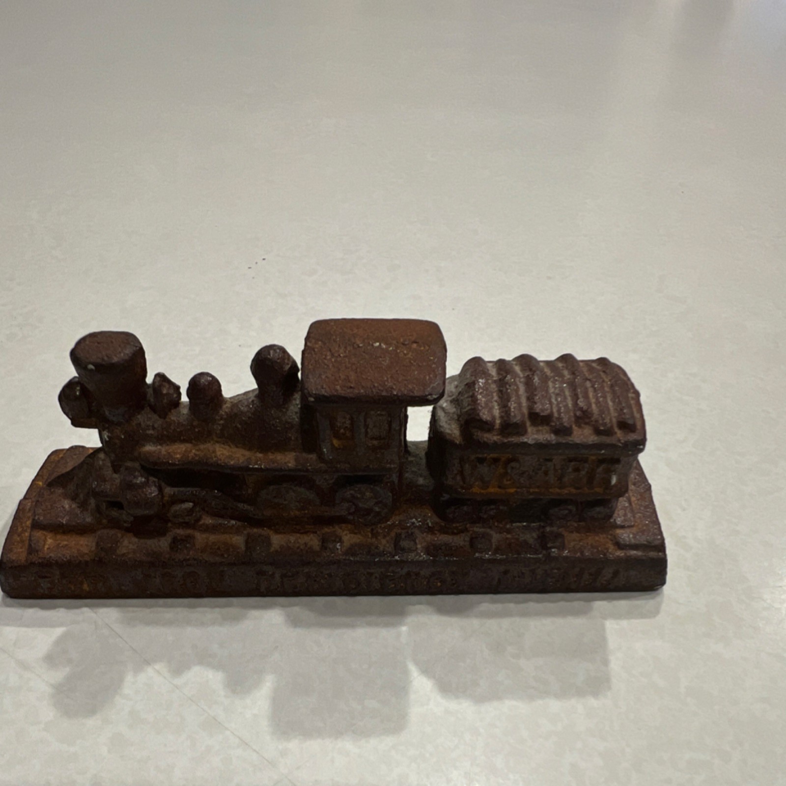 Vintage Cast Iron Train Locomotive Decorative Drug Advertisement