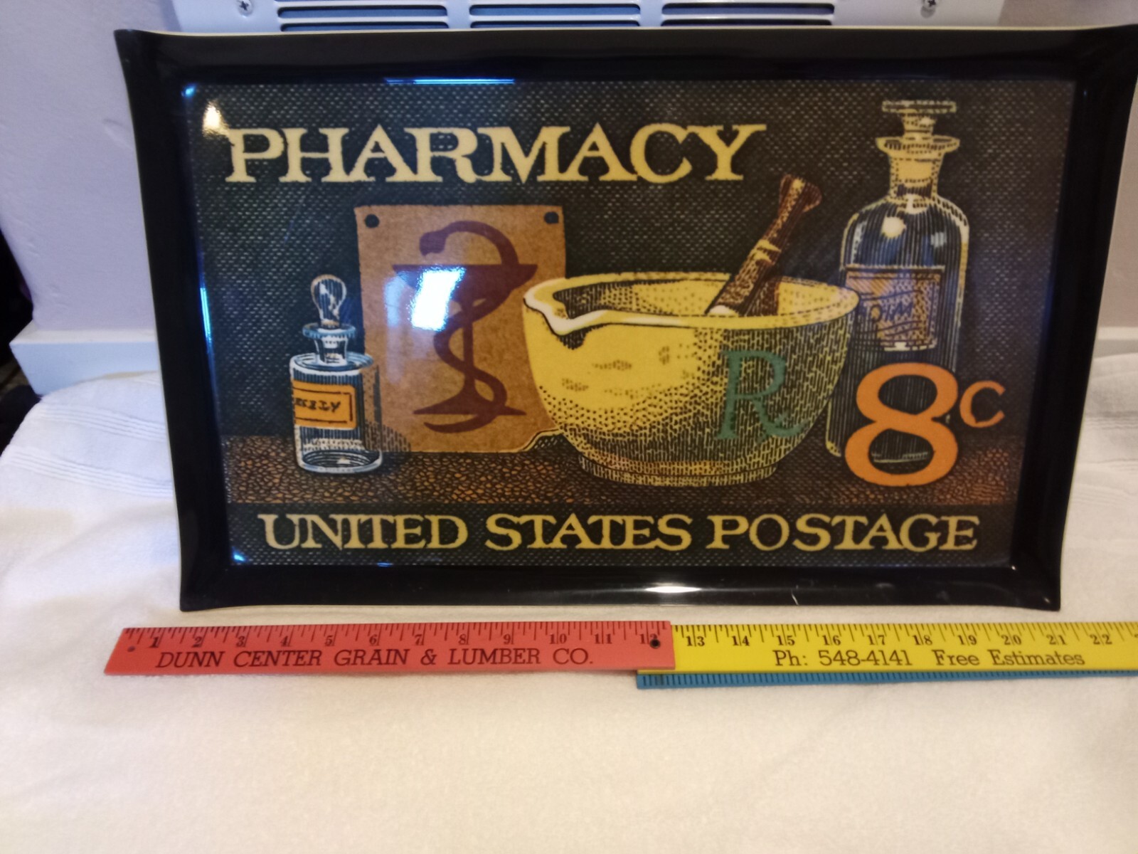 Vintage Pharmacy United States Postage 8¢ Heavy Plastic Tray 21 x 13” 1970’s bar