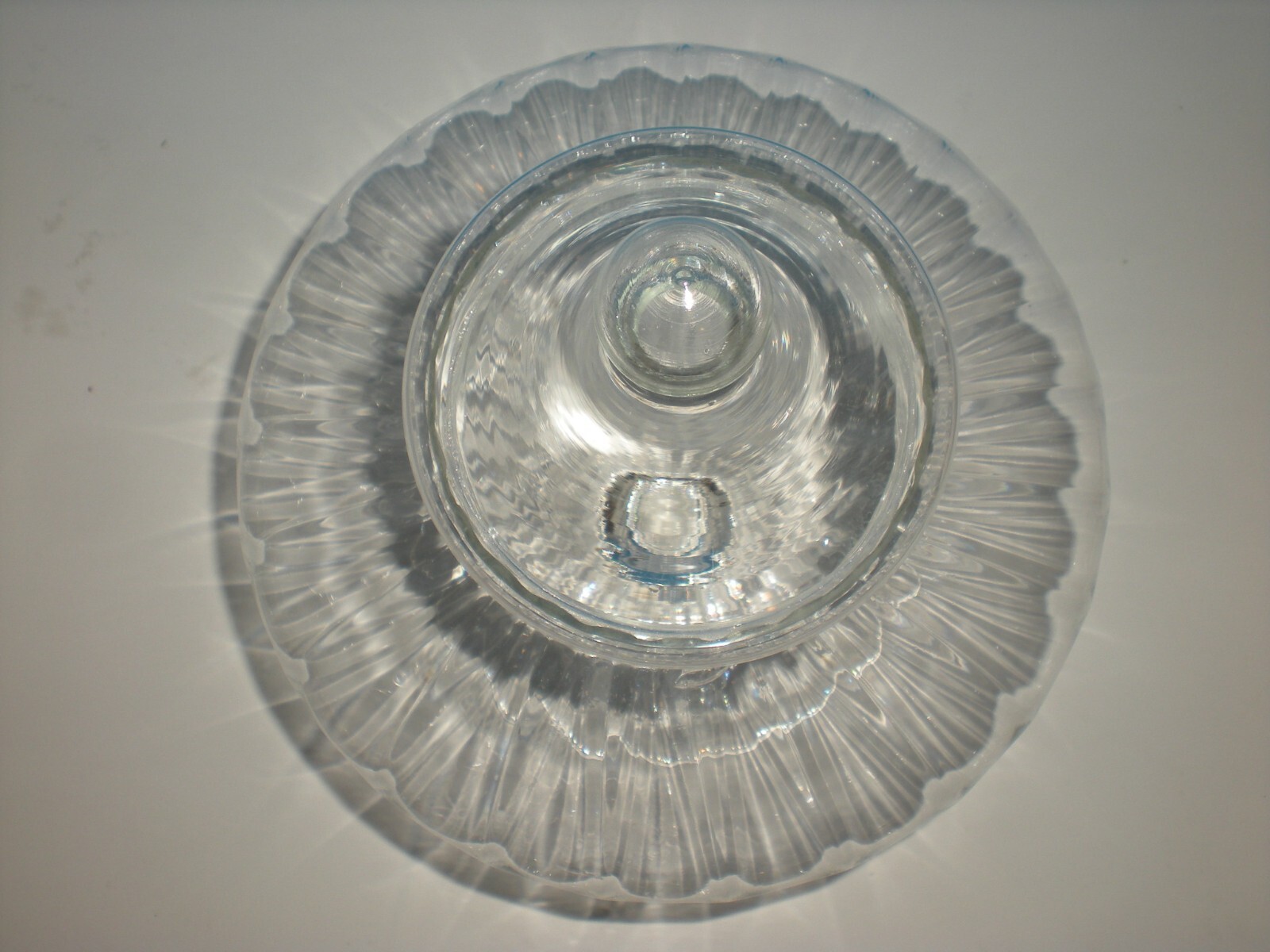 9″ Apothecary Jar Canister Circus Tent Lid Ribbed vtg Empoli Candy container
