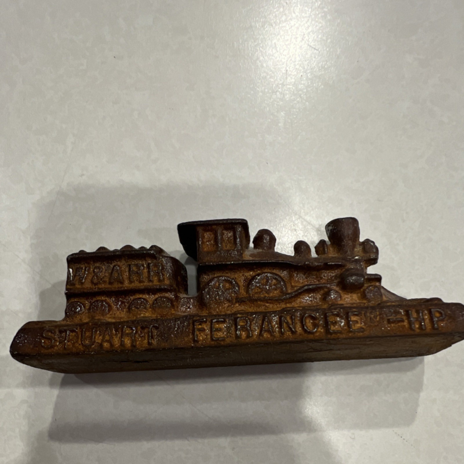 Vintage Cast Iron Train Locomotive Decorative Drug Advertisement