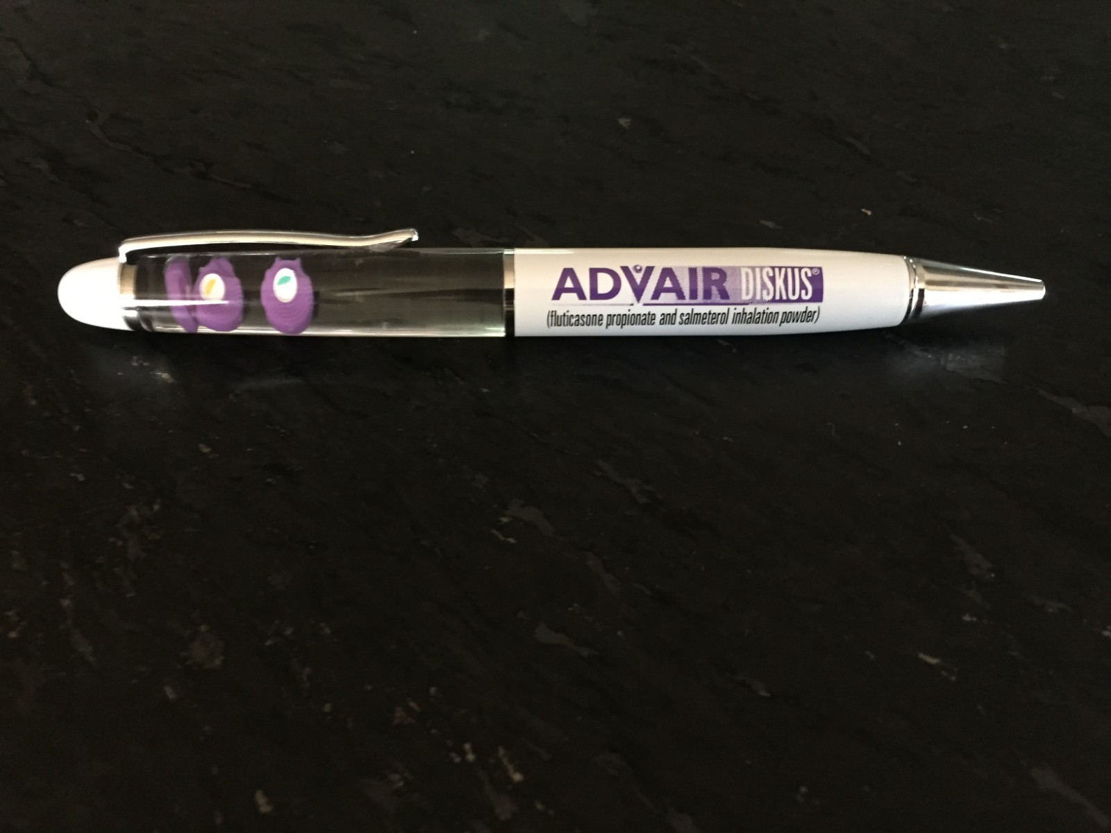 Vintage Advair Pen Drug Rep Advertising Metal Float Pen (in original wrap)