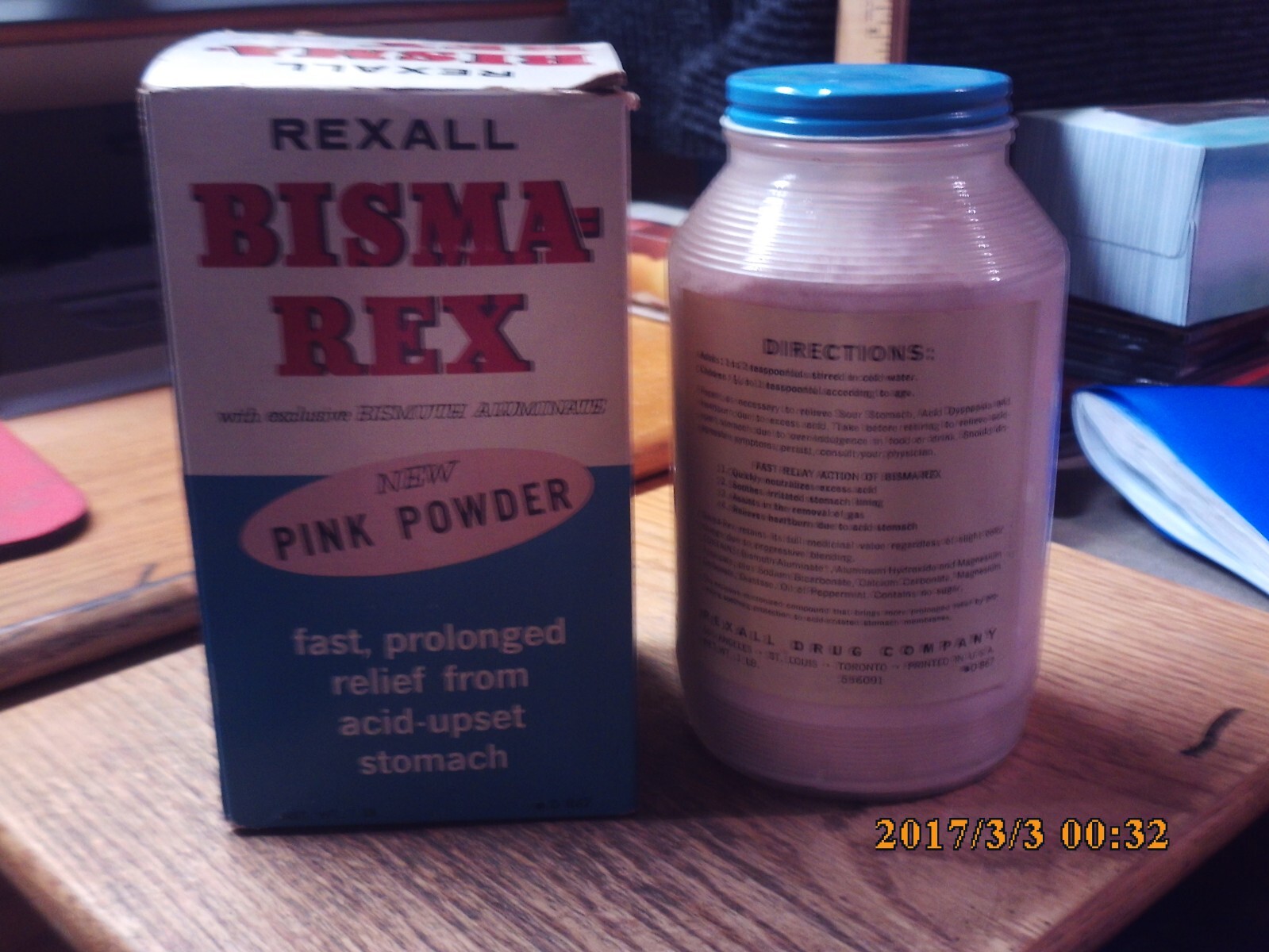 NOS Bisma-Rex Rexall 1lb Pink Powder For Upset Stomach