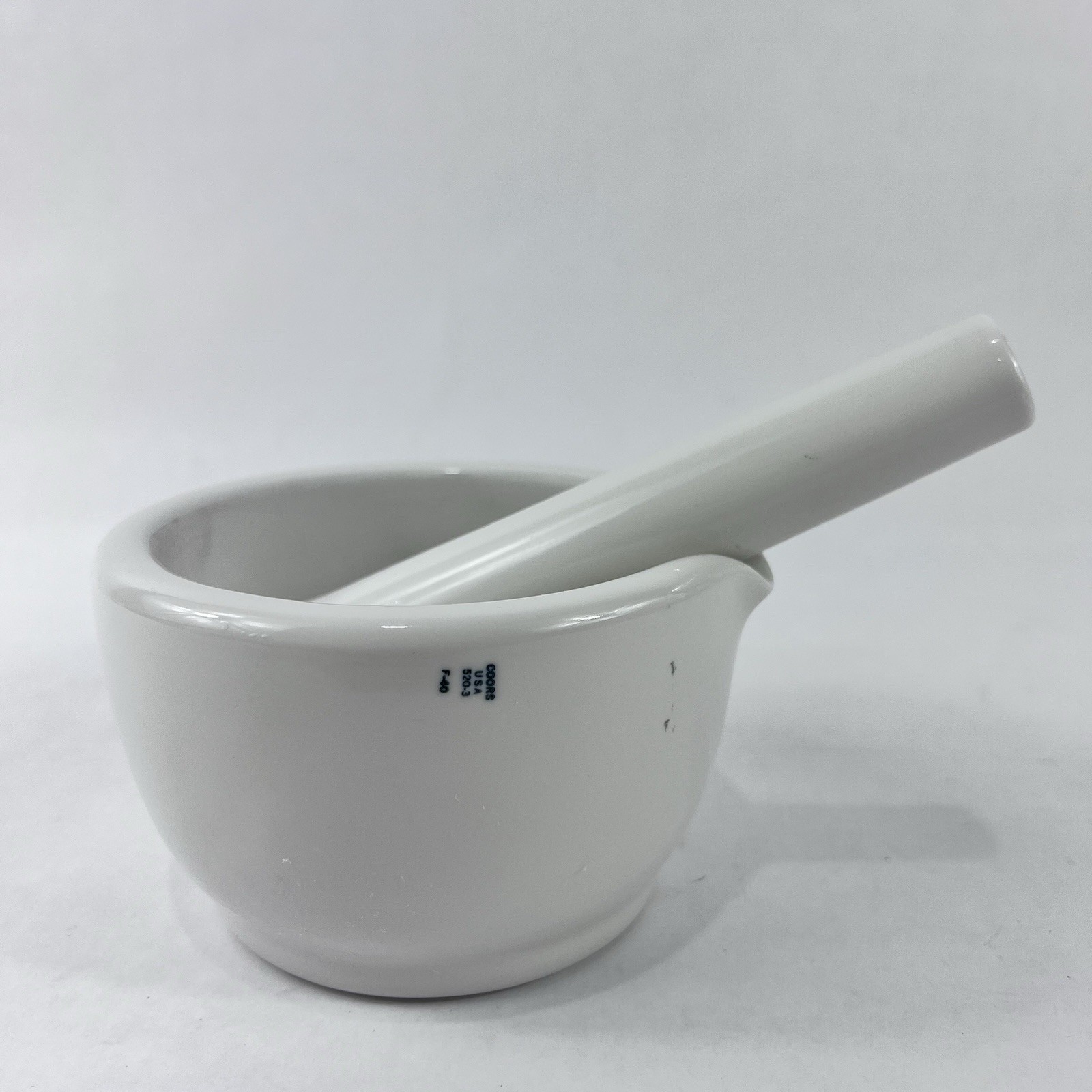 COORS Large White Porcelain Mortar & Pestle Set #5202 F41 #5203 F40 USA VINTAGE