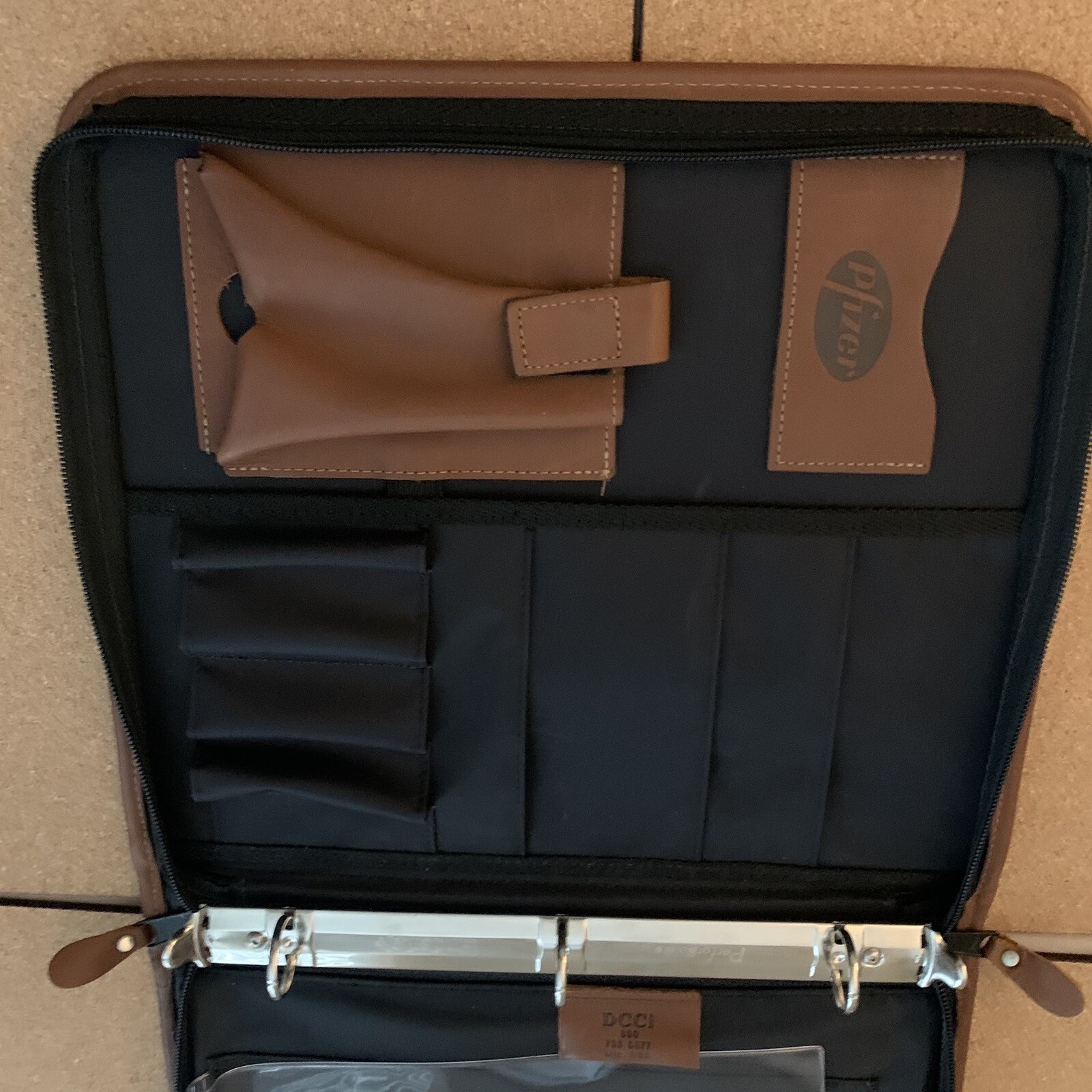 Pfizer Drug Rep Leather and Canvas Planner Folder Notebook Organizer RARE
