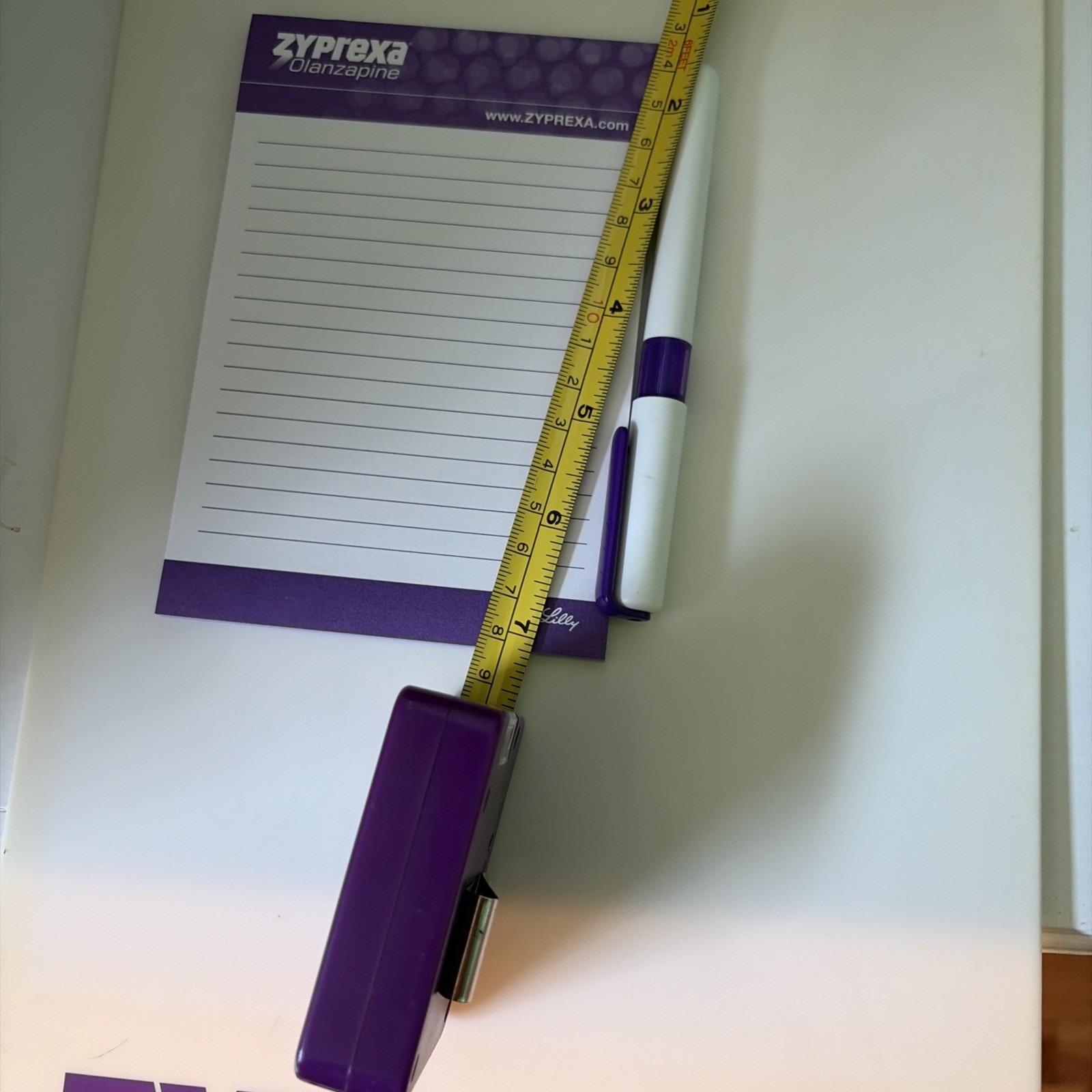 VERY RARE 90s collectible Zyprexa Drug Rep clip board, highlighter, tape measure