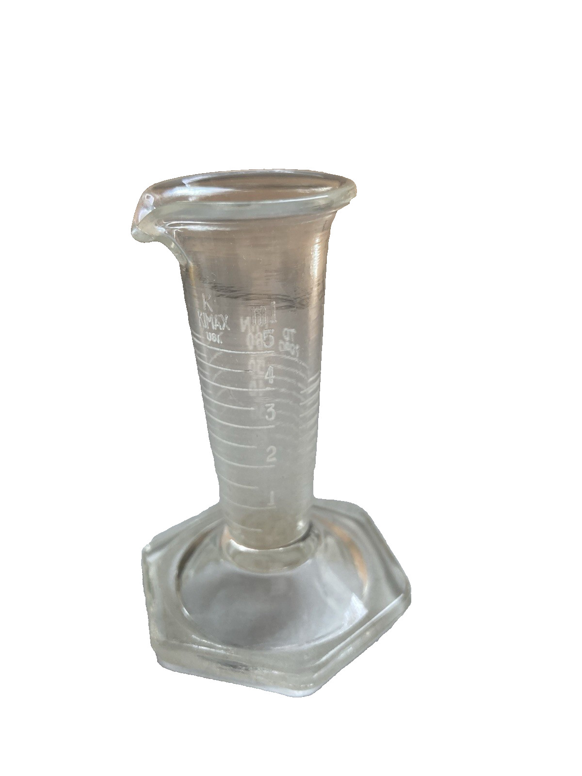 Vintage 5ml-60 minim’s Glass Footed Apothecary Measuring Conical Graduated Spout