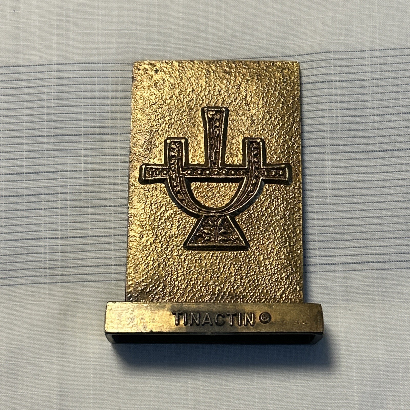 Vintage Brass Tinactin Secundum Artem Vinegar 1978 Desk paperweight Bookend