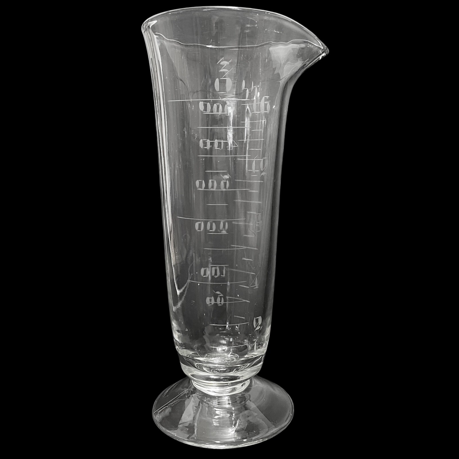 Antique 1900s Whitall Tatum Co Apothecary Glass Beaker – Etched 600cc / 16oz