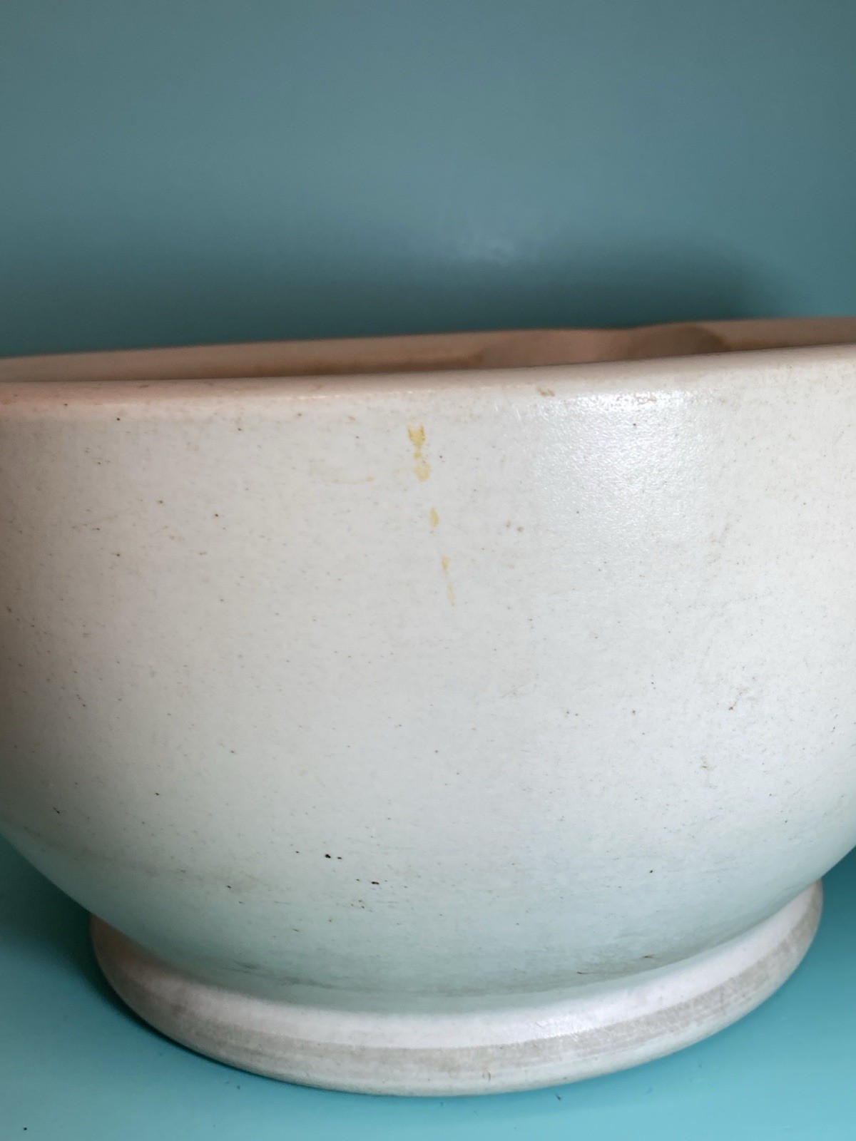 Vintage MORTAR & PESTLE Ceramic & Wood Pharmacy Apothecary HUGE 10” WH3