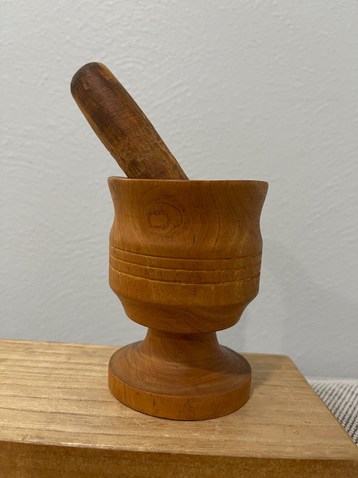 Possibly Vintage Small Wood Mortar & Pestle