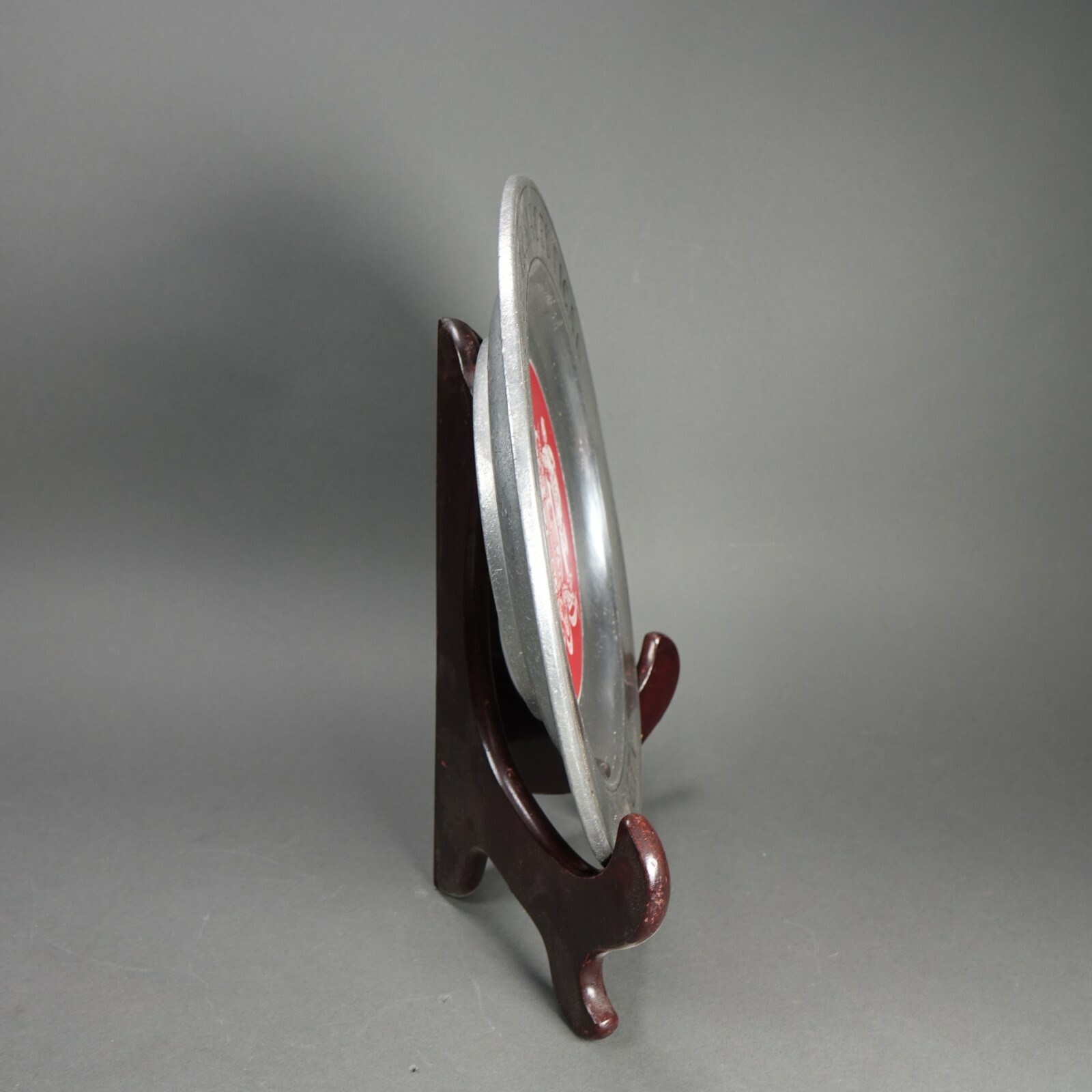 Vintage Squibb Apothecary Pharmaceutical Society Pewter Plate w/ Wood Stand