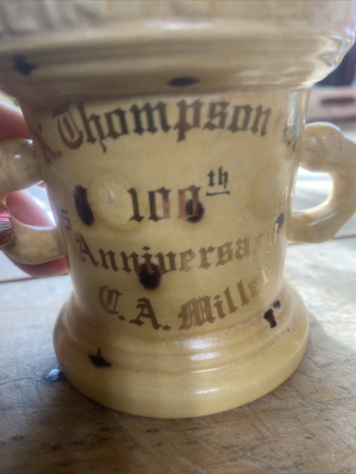 Vintage E.K. Thompson & Son 100th Anniversary Advertising Mortar & Pestle
