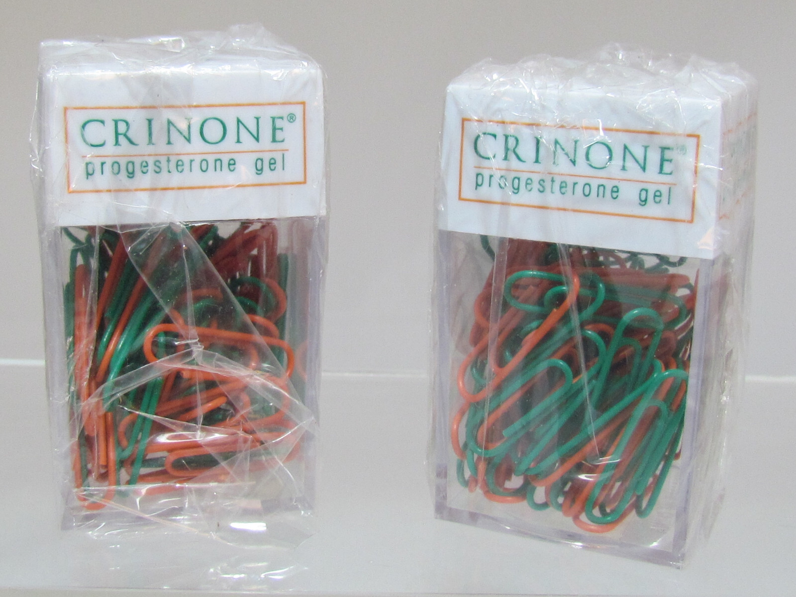 LOT 2 Pharmaceutical Drug Rep CRINONE Plastic Paper Clips Holder Magnetic PROMO