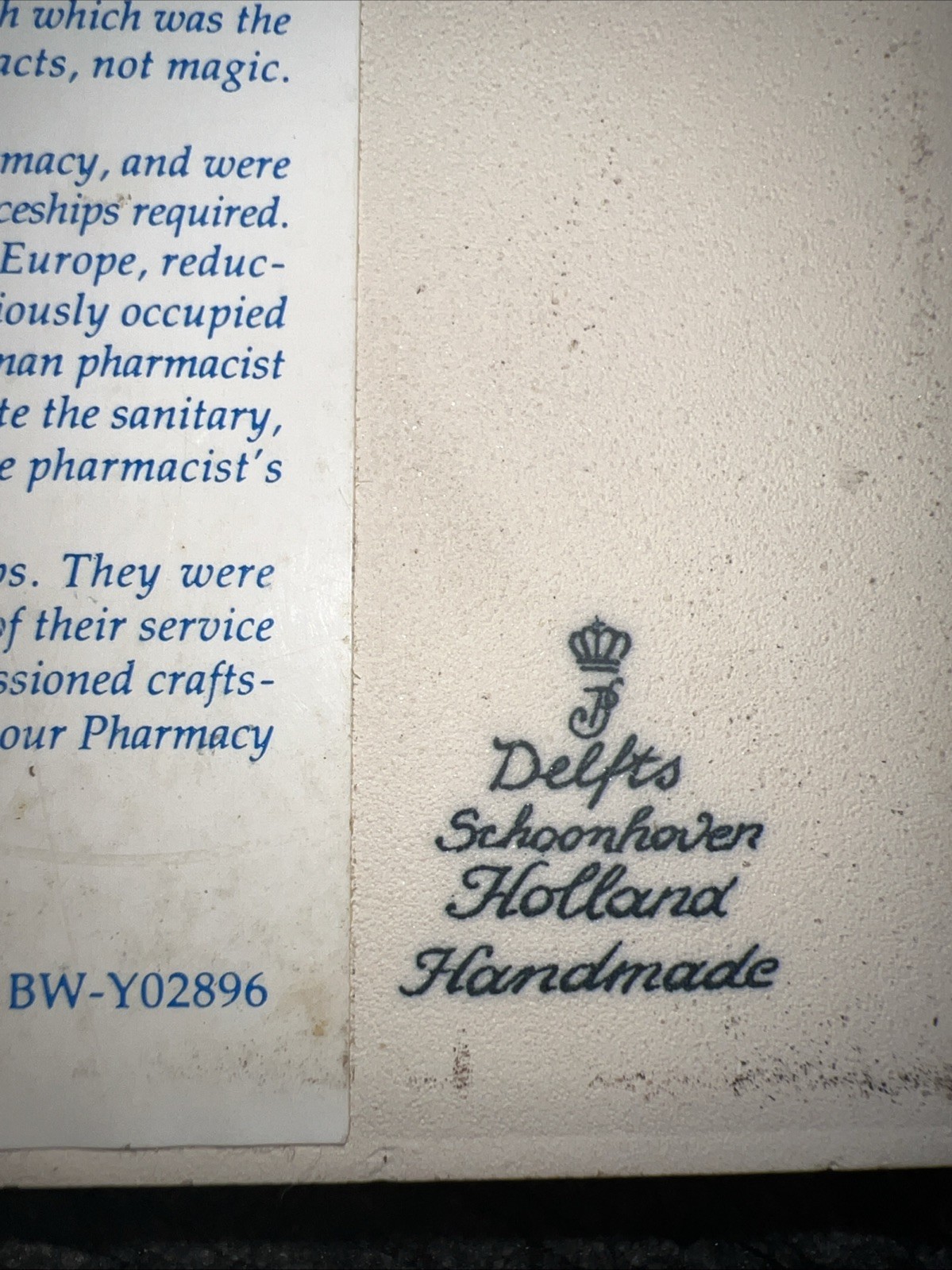Vintage Delft Holland Porcelain Pill Tile Women Pharmacists 1991 Pharmacist(E7)