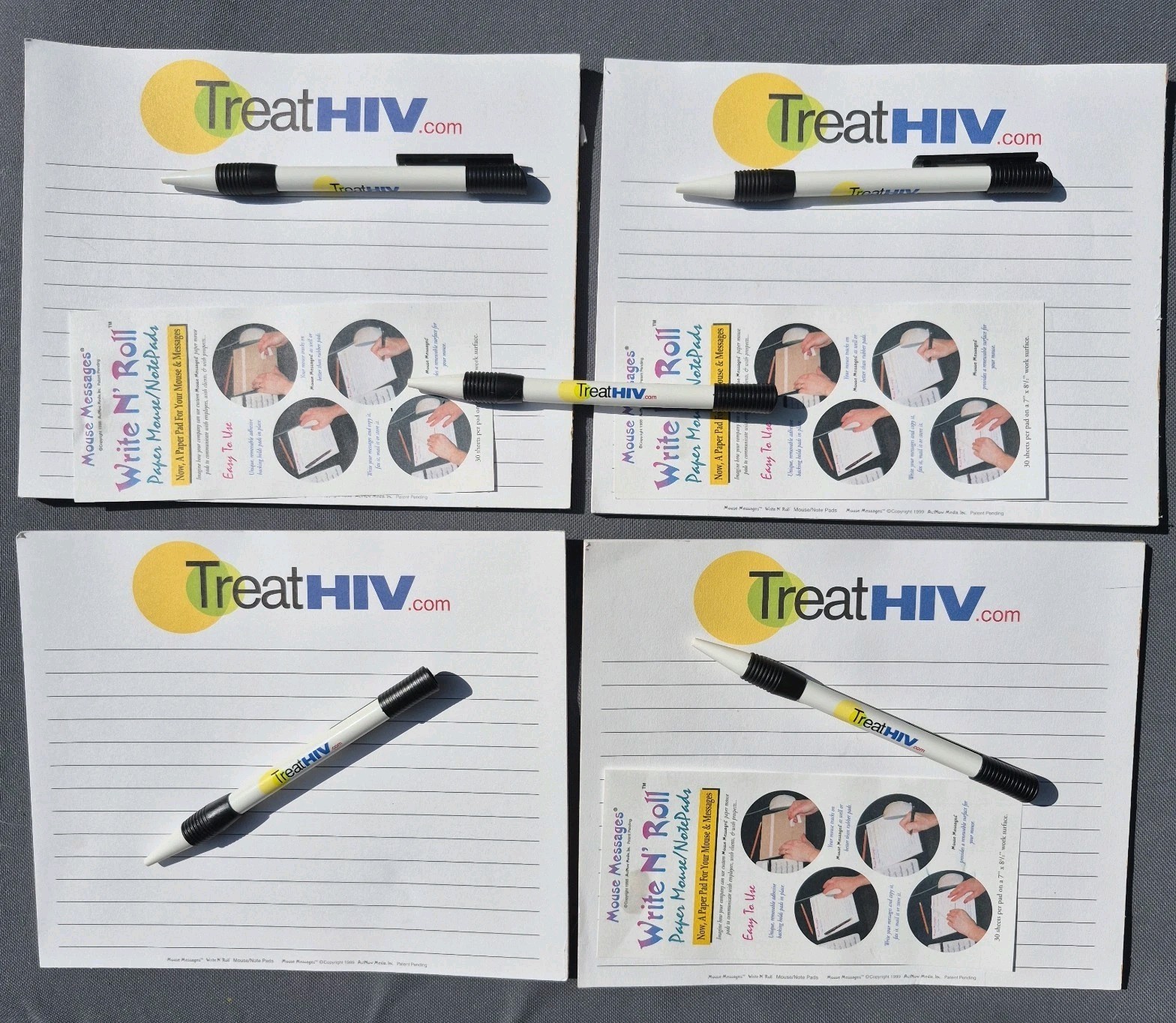 Vtg ’99 Treat HIV GSK Pharma Advertising Mousepads Pens Lot Medical AIDS History