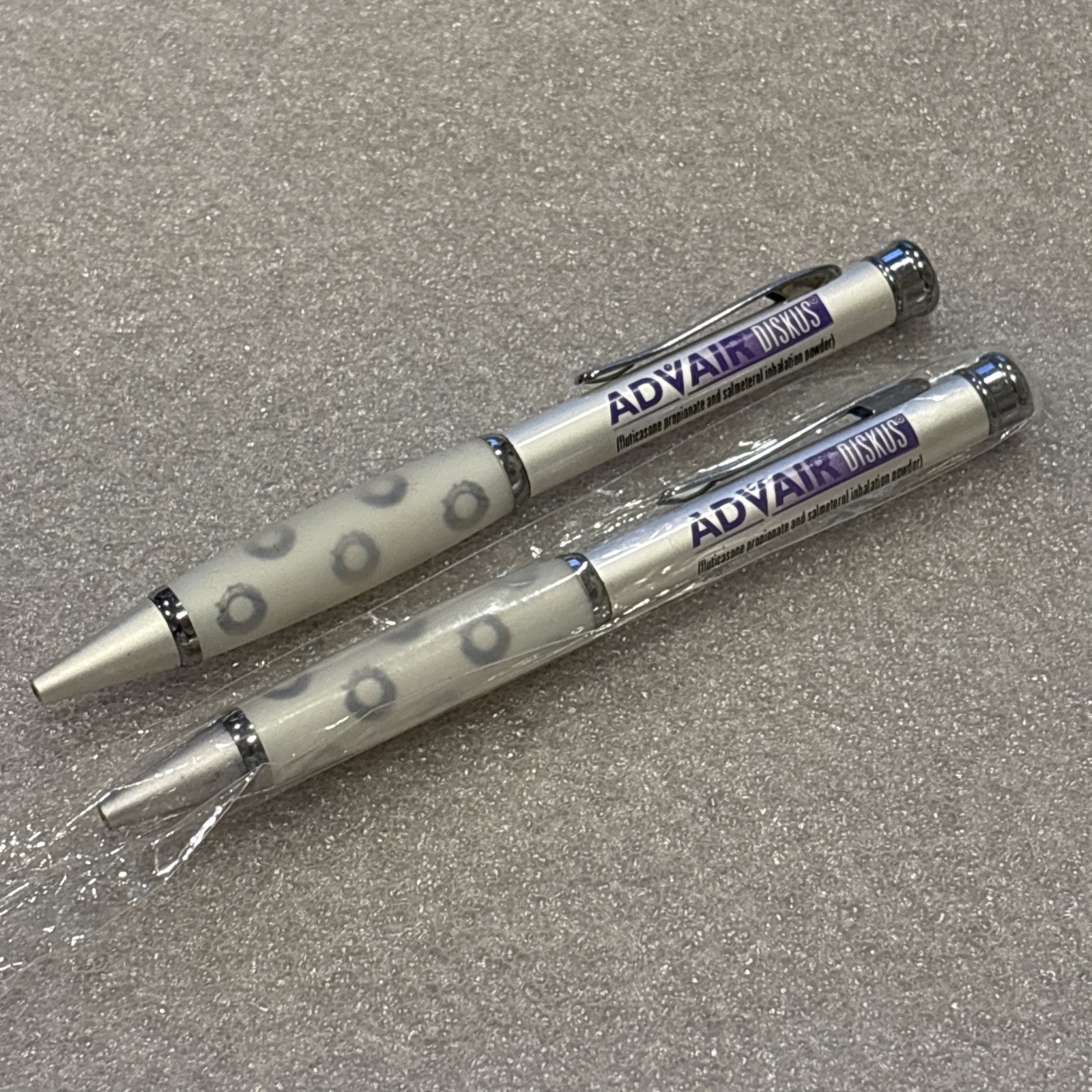 (2) Vintage Advair Pen Drug Rep Advertising Metal Heavy Pen 1 In Original Wrap