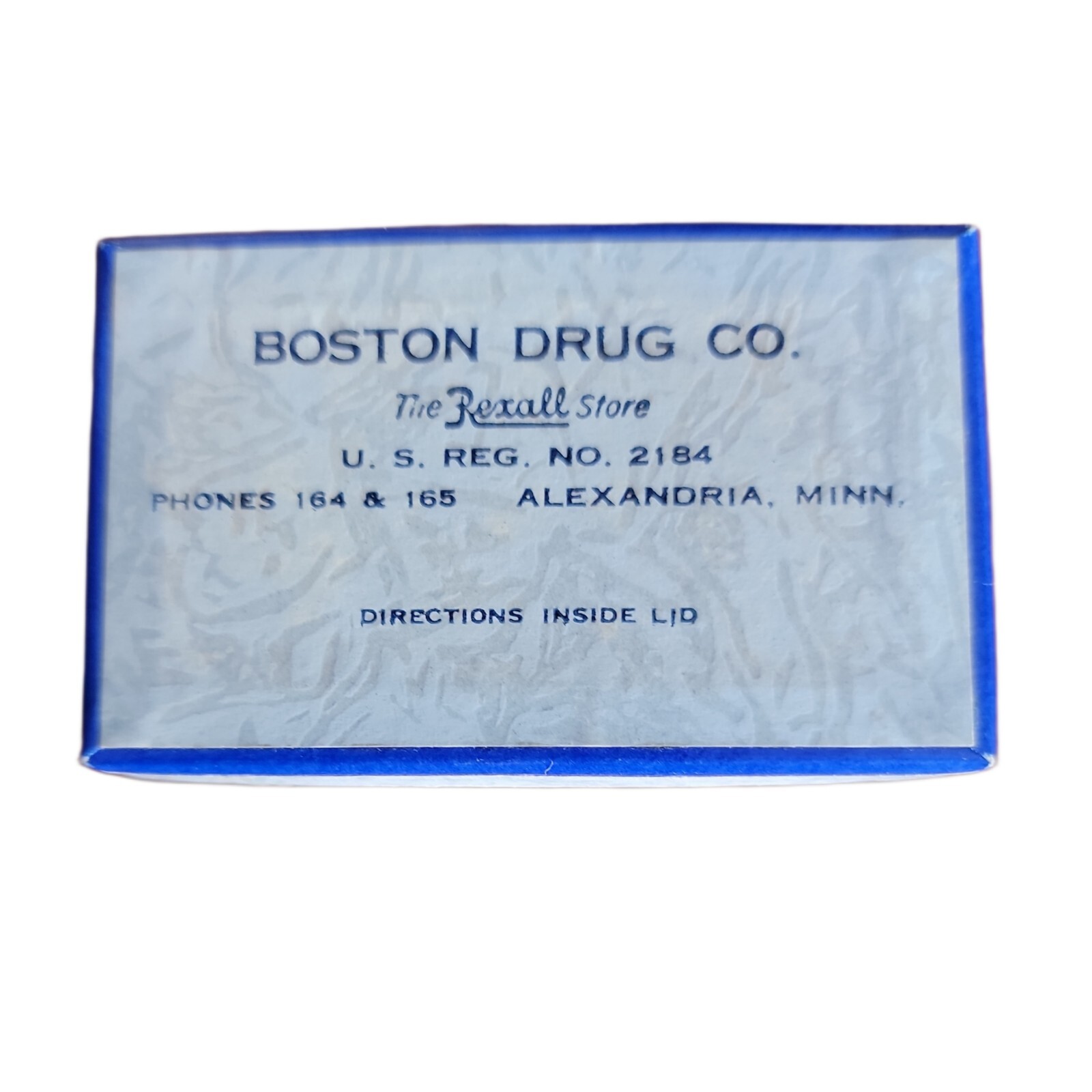Vintage PILL BOX: BOSTON DRUG STORE Alexandria, Minnesota 1940s