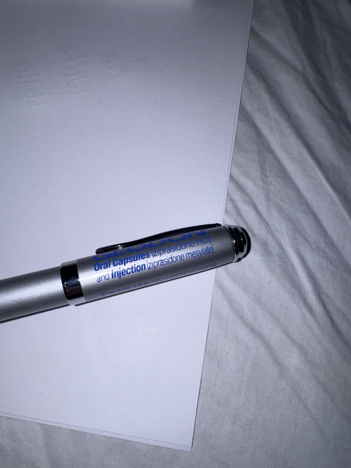 Metal Pfizer Geodon Drug Rep Pharmaceutical Promo Advertising Pen w/ Info Insert