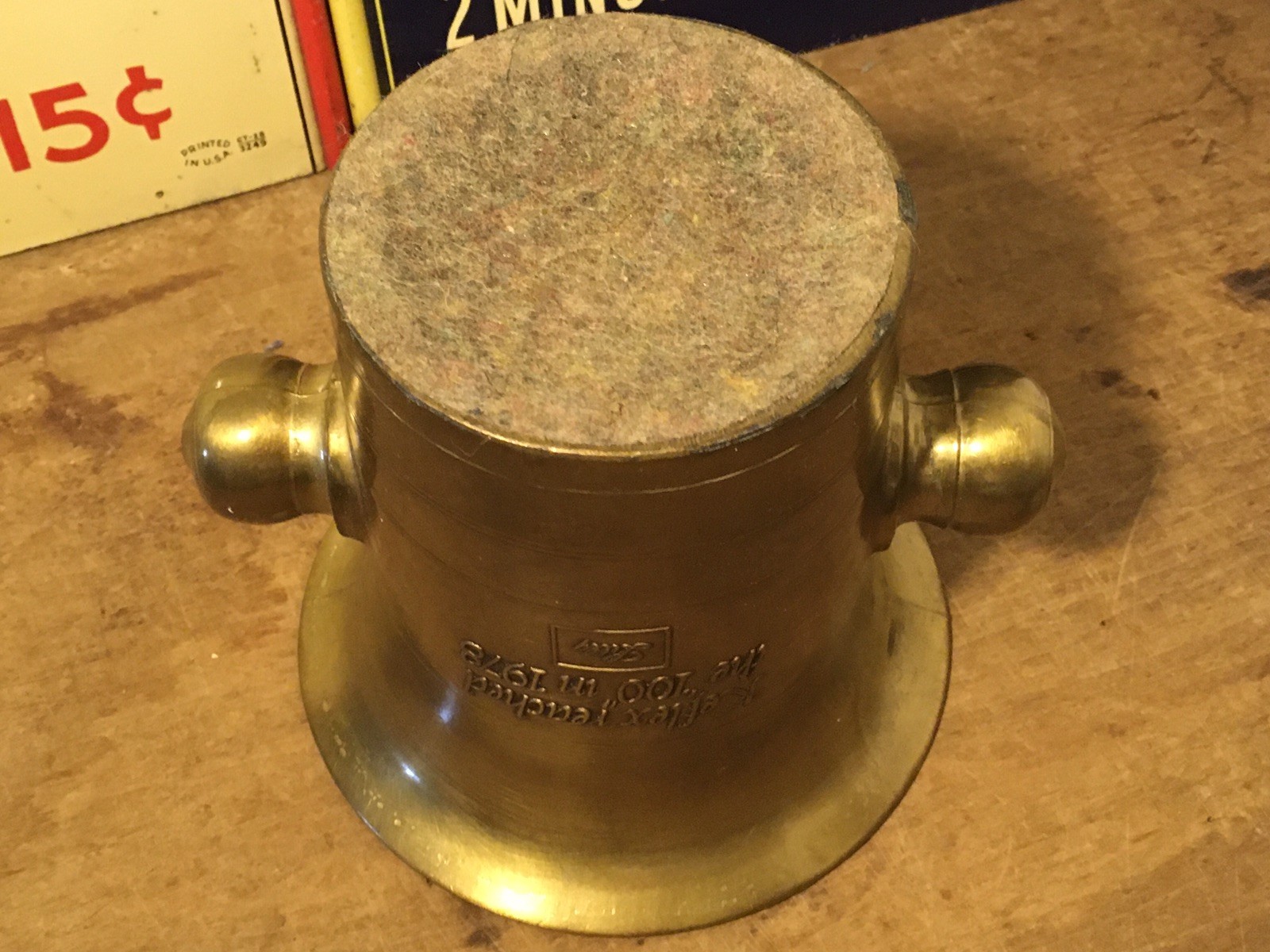 Vintage 1978 Eli Lilly Keflex “100” Brass Mortar & Pestle