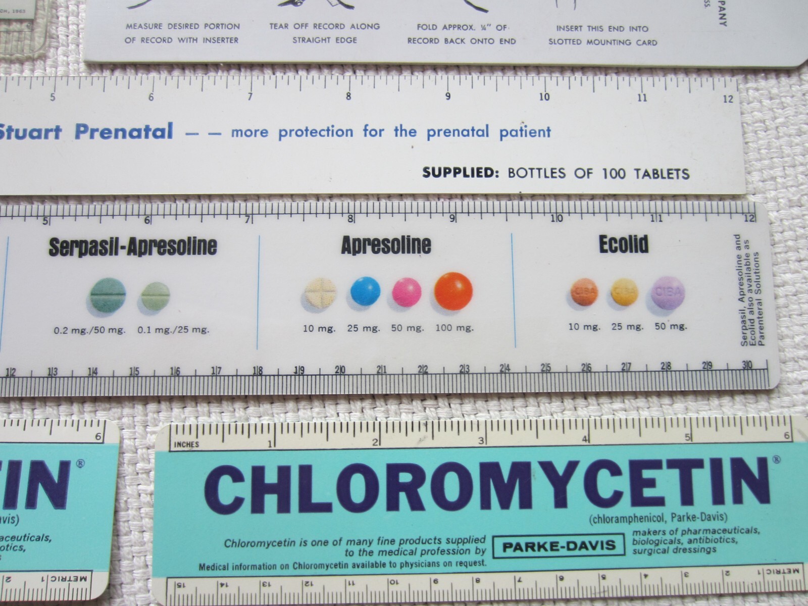 lot of 10 vintage PHARMACEUTICAL PHARMACY Promo DRUG ADVERTISEMENTS, 1961 to 70s
