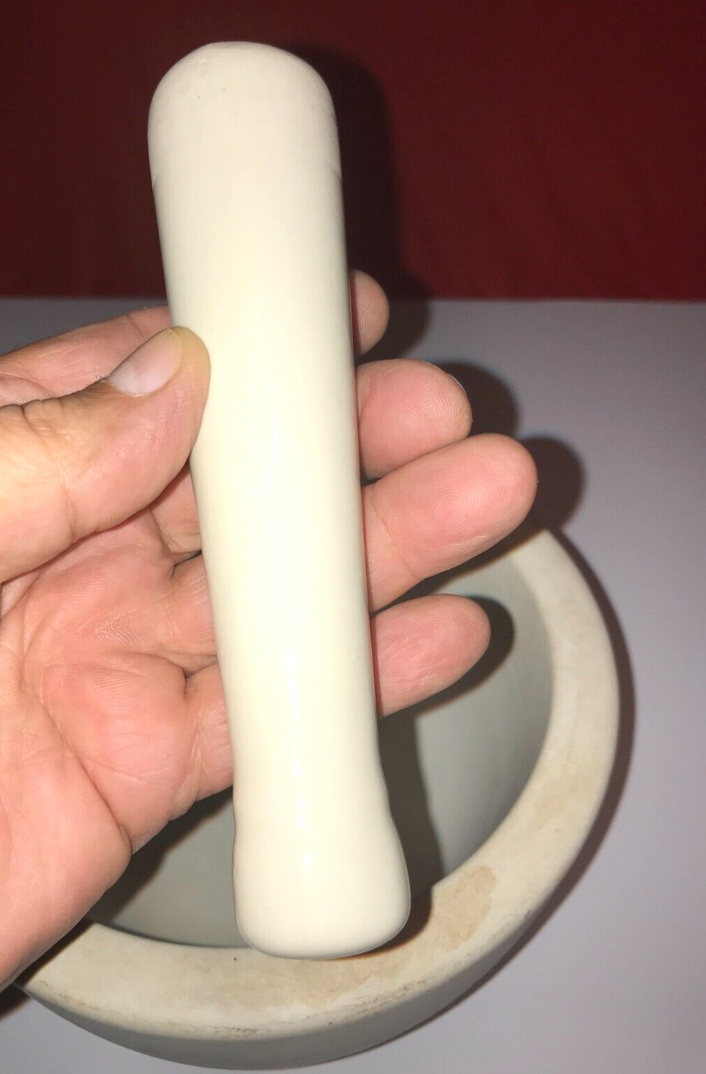 ANTIQUE PHARMACY MORTAR WITH PESTLE THOMAS MADDOCK & SONS T.M.S. ACID PROOF .