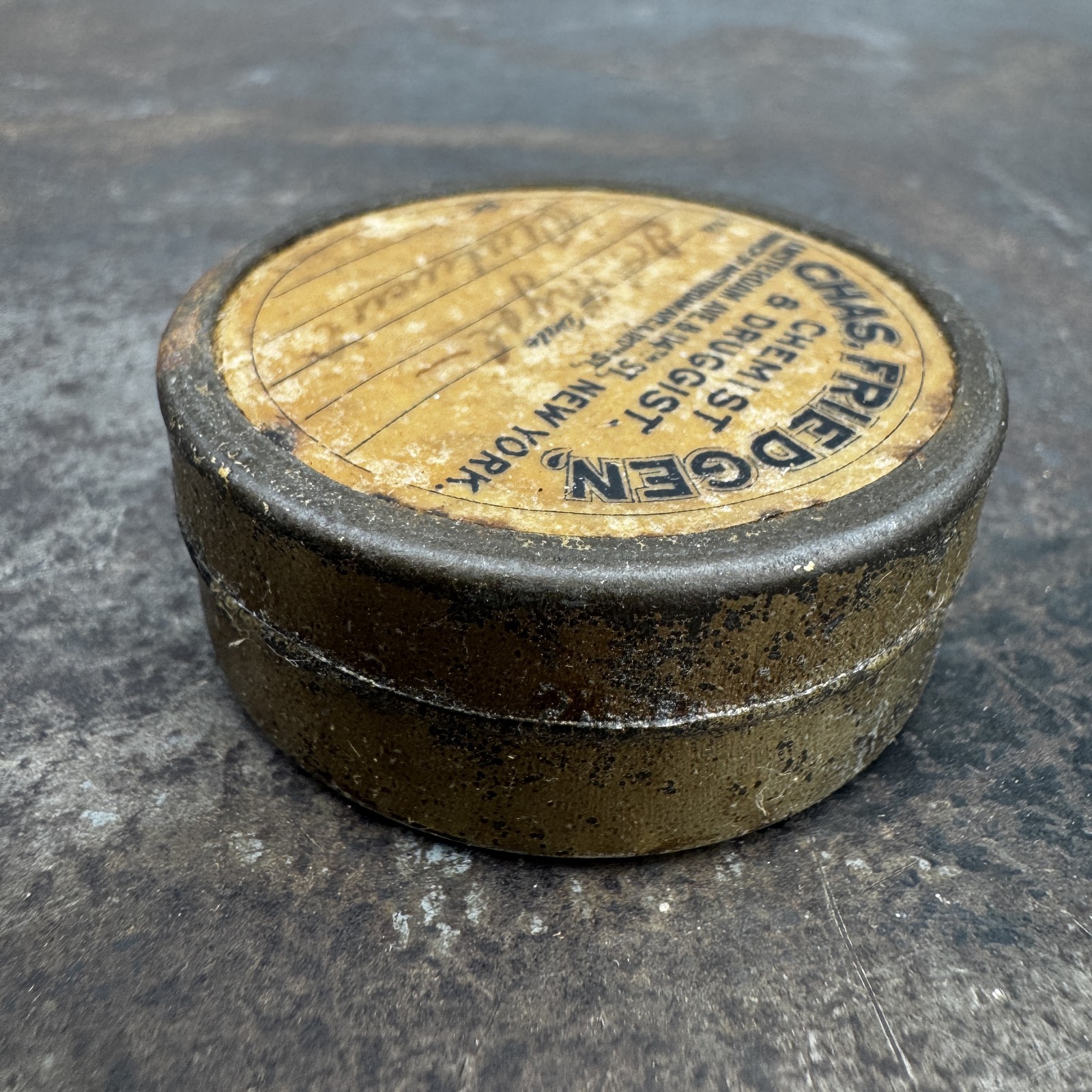 Vtg CHAS. FRIEDGEN Chemist / Druggist NEW YORK Ointment Container