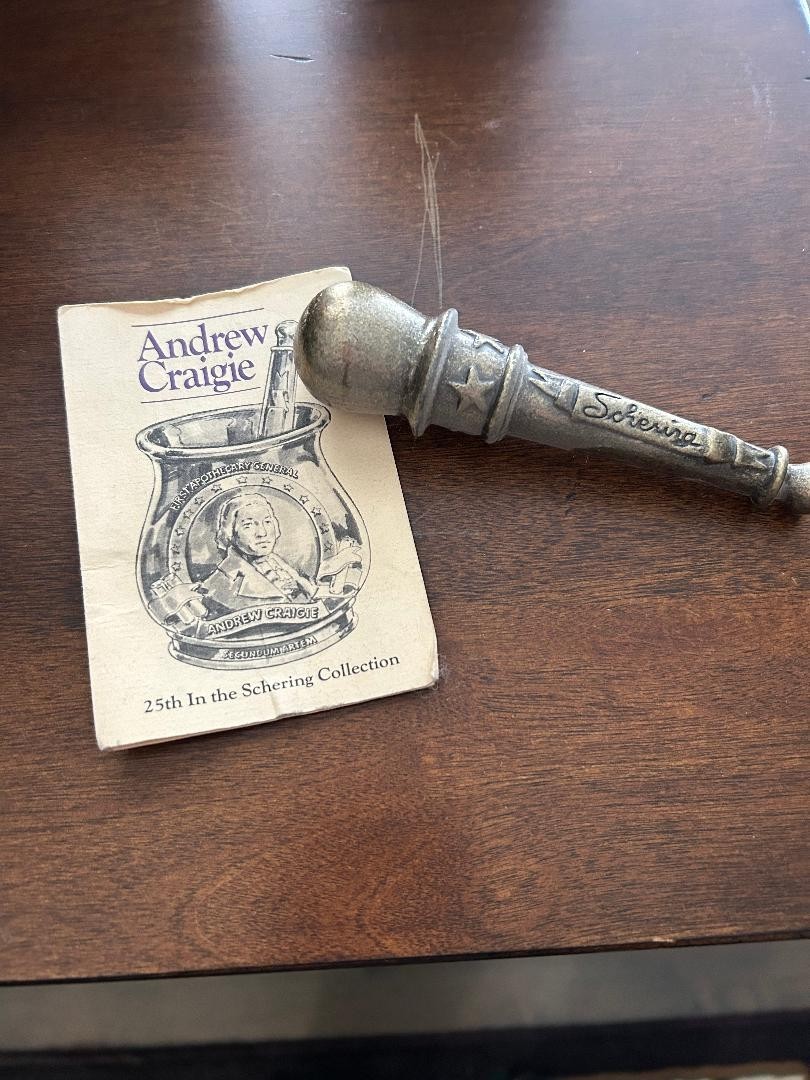 Schering Metal Mortar and Pestle 1987 Andrew Craigie 1st US Aporthecary General