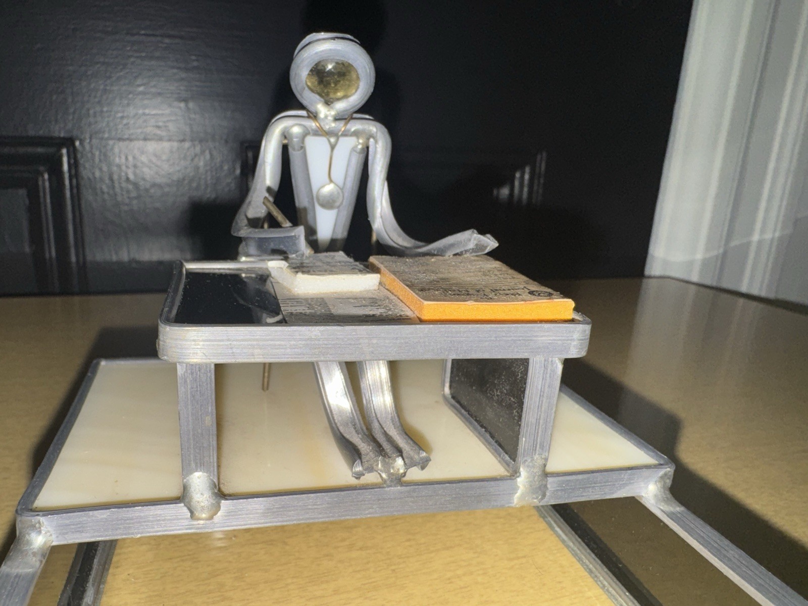 Vtg Carl Goeller Doctor Industrial Note Holder Metal Medical Sculpture Office