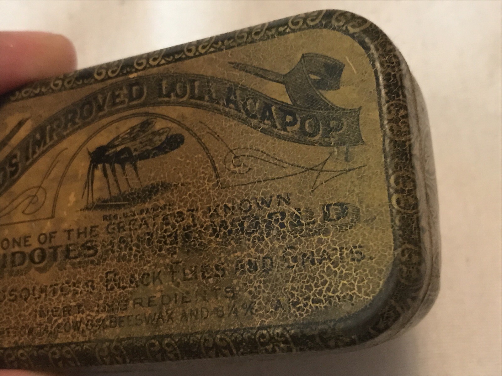 WOODS IMPROVED LOLLACAPOP Bug Bite Antidote Vintage Tin, George Wood, Syracuse